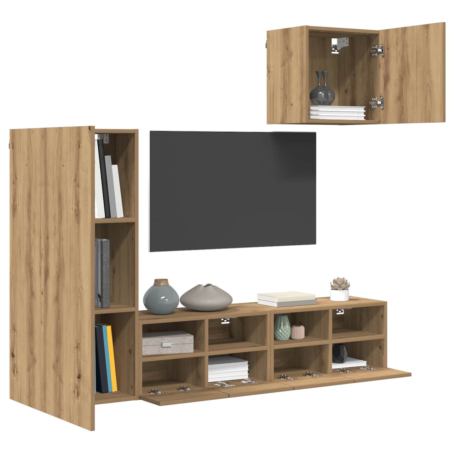 vidaXL Μονάδες Τοίχου Τηλεόρασης 4 pcs Artisan Oak Επεξεργασμένο ξύλο