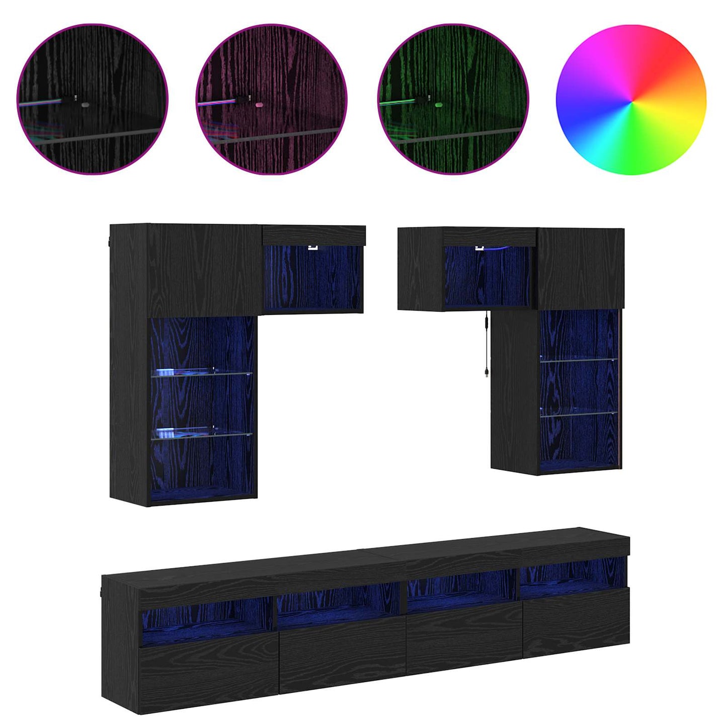 vidaXL Μονάδες Τοίχου Τηλεόρασης 6 pcs Artisan Oak Επεξεργασμένο ξύλο