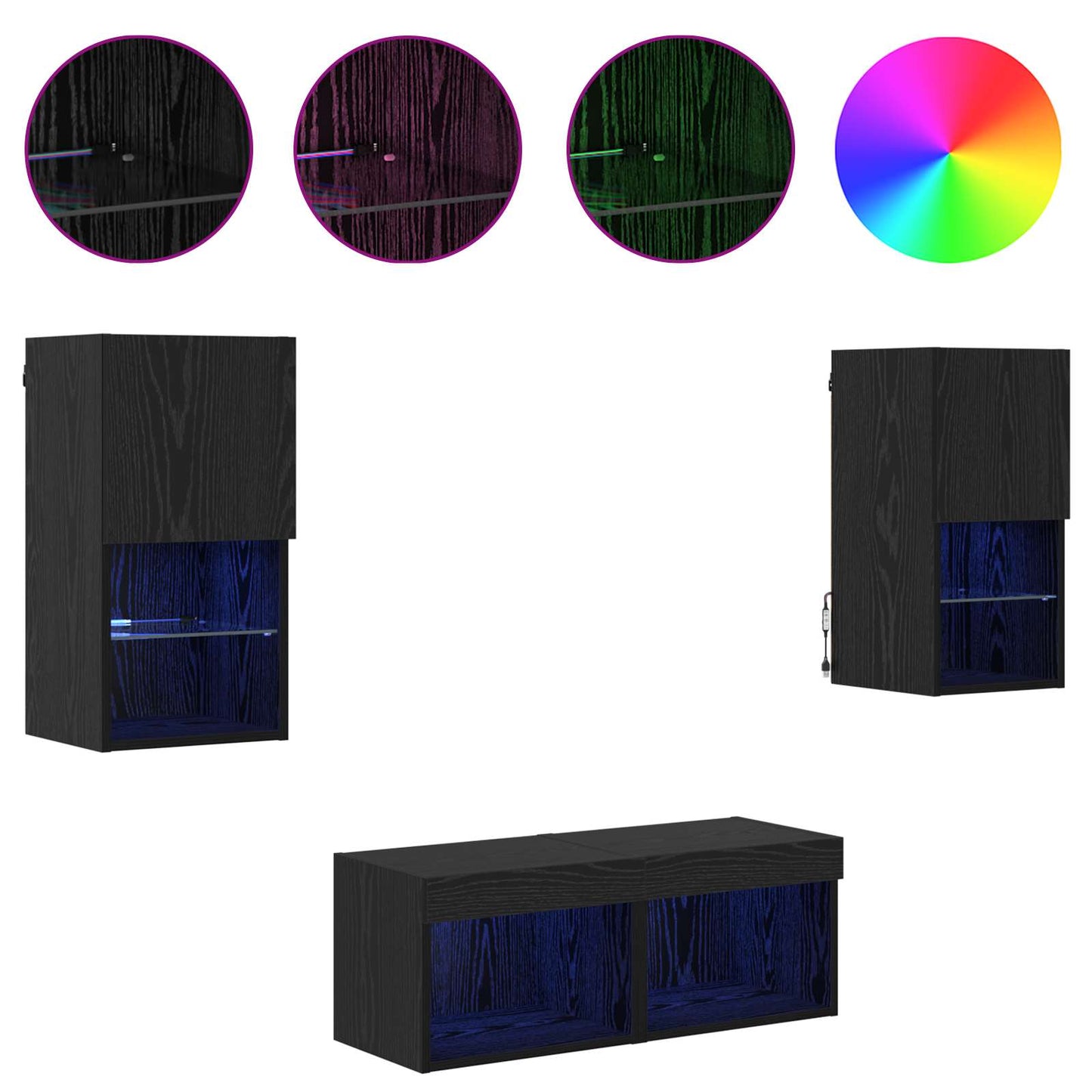 vidaXL Βάσεις τηλεόρασης Επιτοίχιο 4 pcs Μαύρη Οξυά Επεξεργασμένο ξύλο