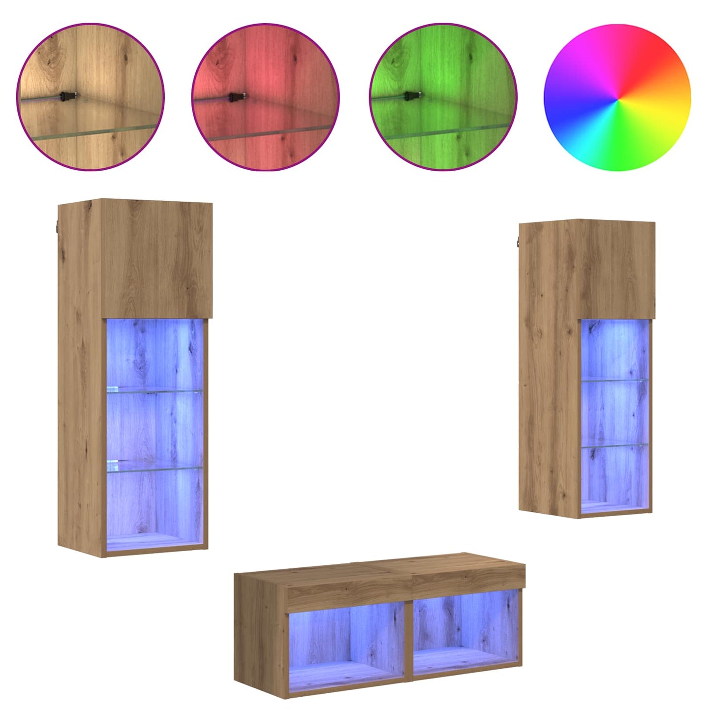 vidaXL Βάσεις τηλεόρασης Επιτοίχιο 4 pcs Μαύρη Οξυά Επεξεργασμένο ξύλο