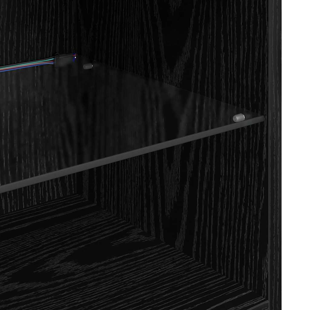 vidaXL Μονάδες Τοίχου Τηλεόρασης 8 pcs Μαύρη Οξυά Επεξεργασμένο ξύλο