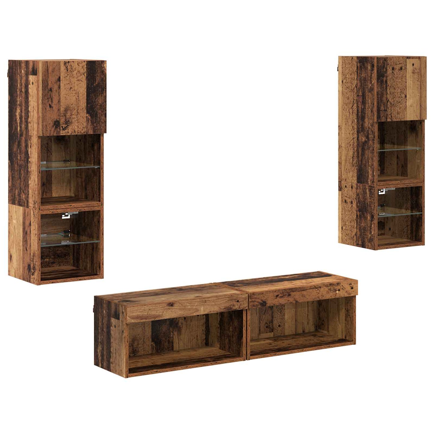 vidaXL Μονάδα Τοίχου Τηλεόρασης 6 pcs Παλιό Ξύλο Επεξεργασμένο ξύλο