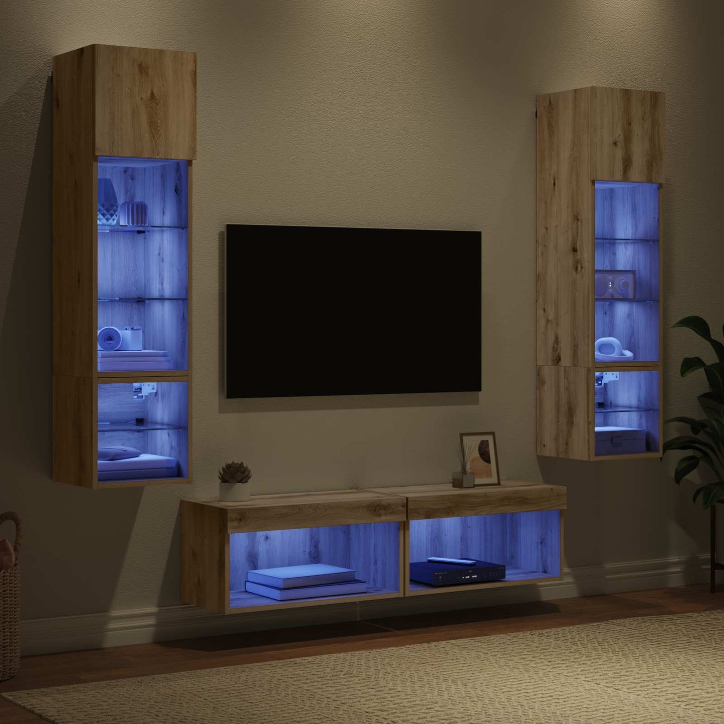 vidaXL Μονάδα Τοίχου Τηλεόρασης 6 pcs Artisan Oak Επεξεργασμένο ξύλο