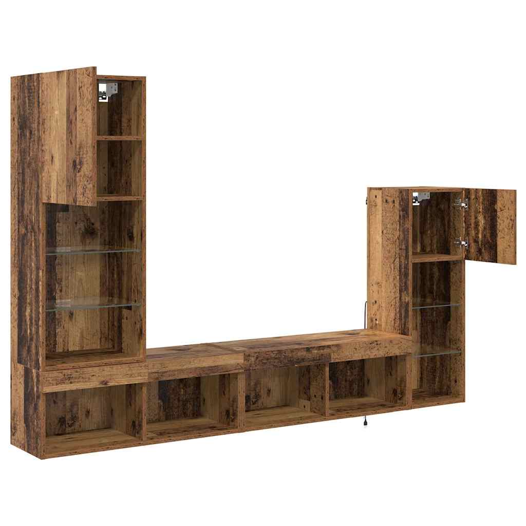 vidaXL Μονάδες Τοίχου Τηλεόρασης 4 pcs Παλιό ξύλο Επεξεργασμένο ξύλο