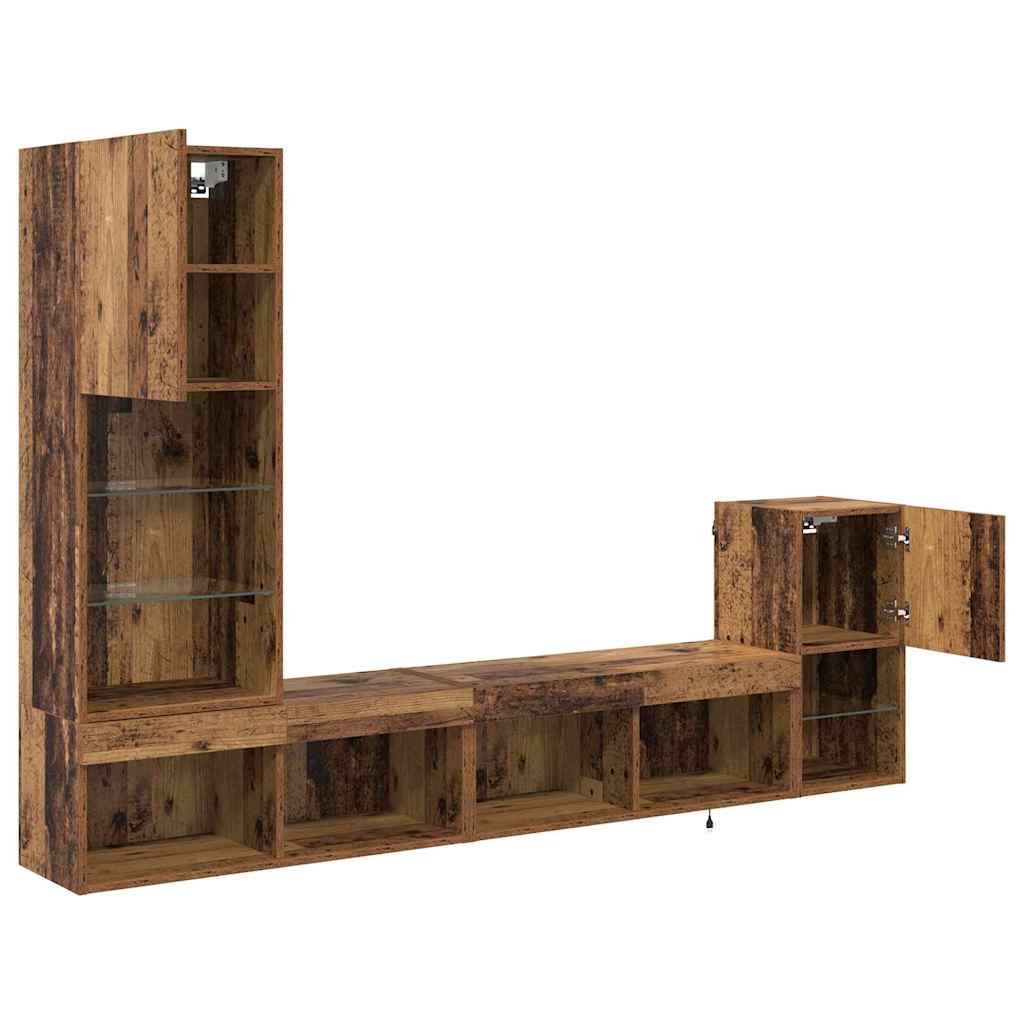 vidaXL Μονάδες Τοίχου Τηλεόρασης Παλιό Ξύλο Επεξεργασμένο ξύλο