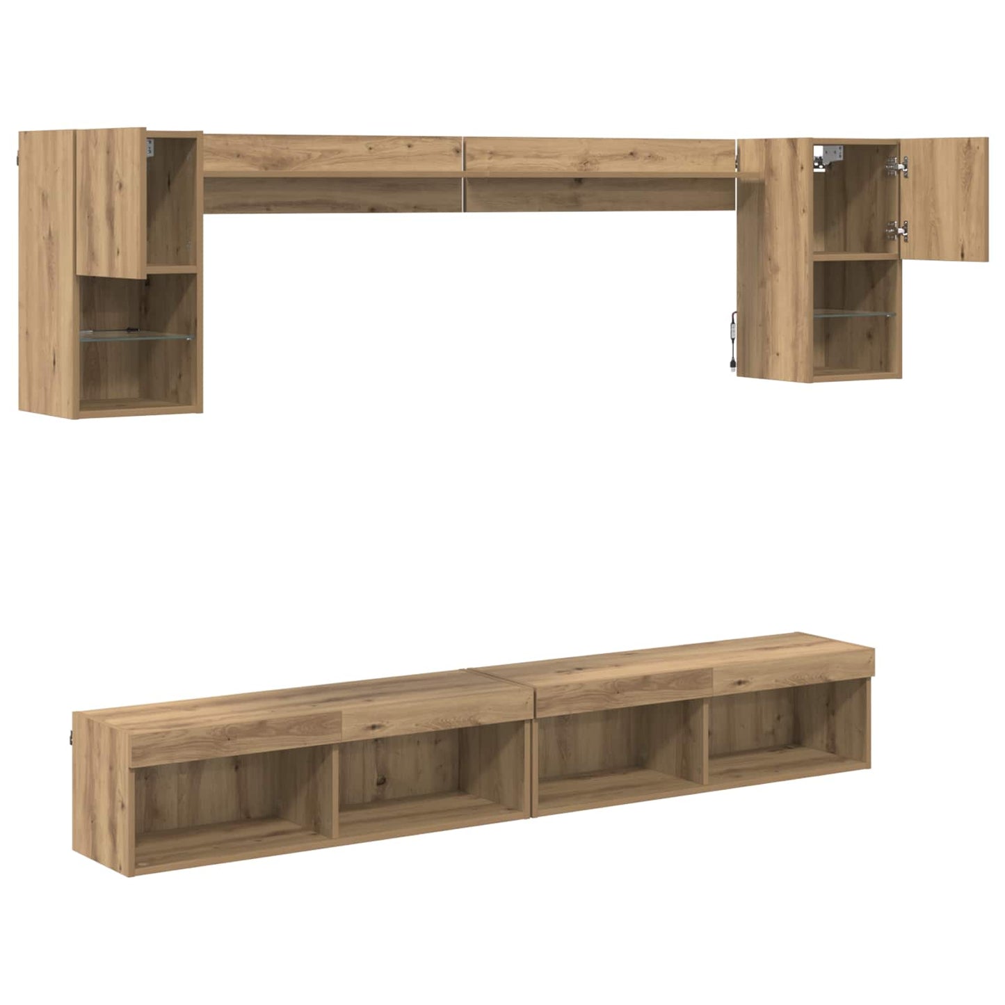 vidaXL Μονάδες Τοίχου ΤV με LED 6 τμχ. Artisan Oak Επεξεργασμένο Ξύλο