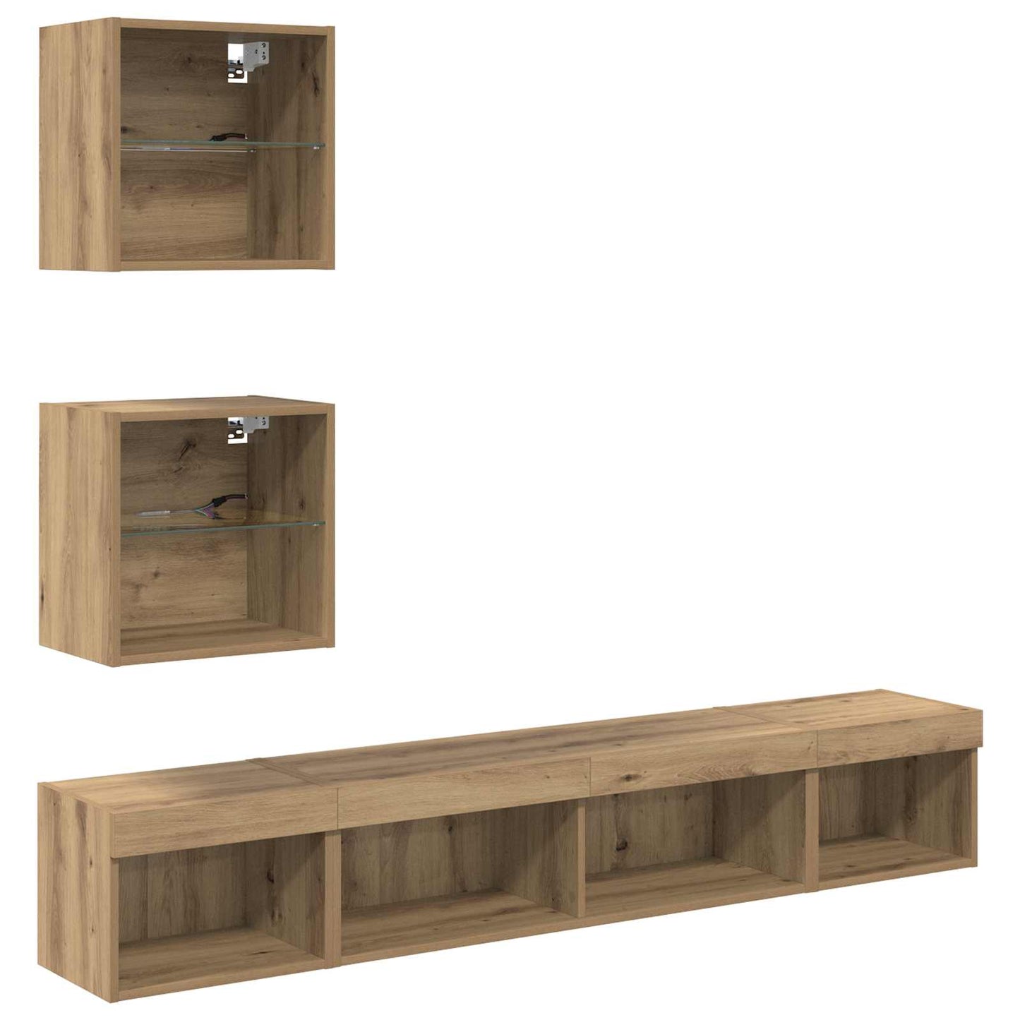 vidaXL Μονάδες Τοίχου ΤV με LED 5 τμχ. Artisan Oak Επεξεργασμένο Ξύλο