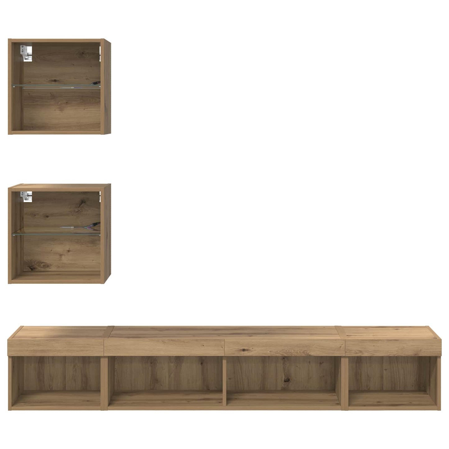 vidaXL Μονάδες Τοίχου ΤV με LED 5 τμχ. Artisan Oak Επεξεργασμένο Ξύλο