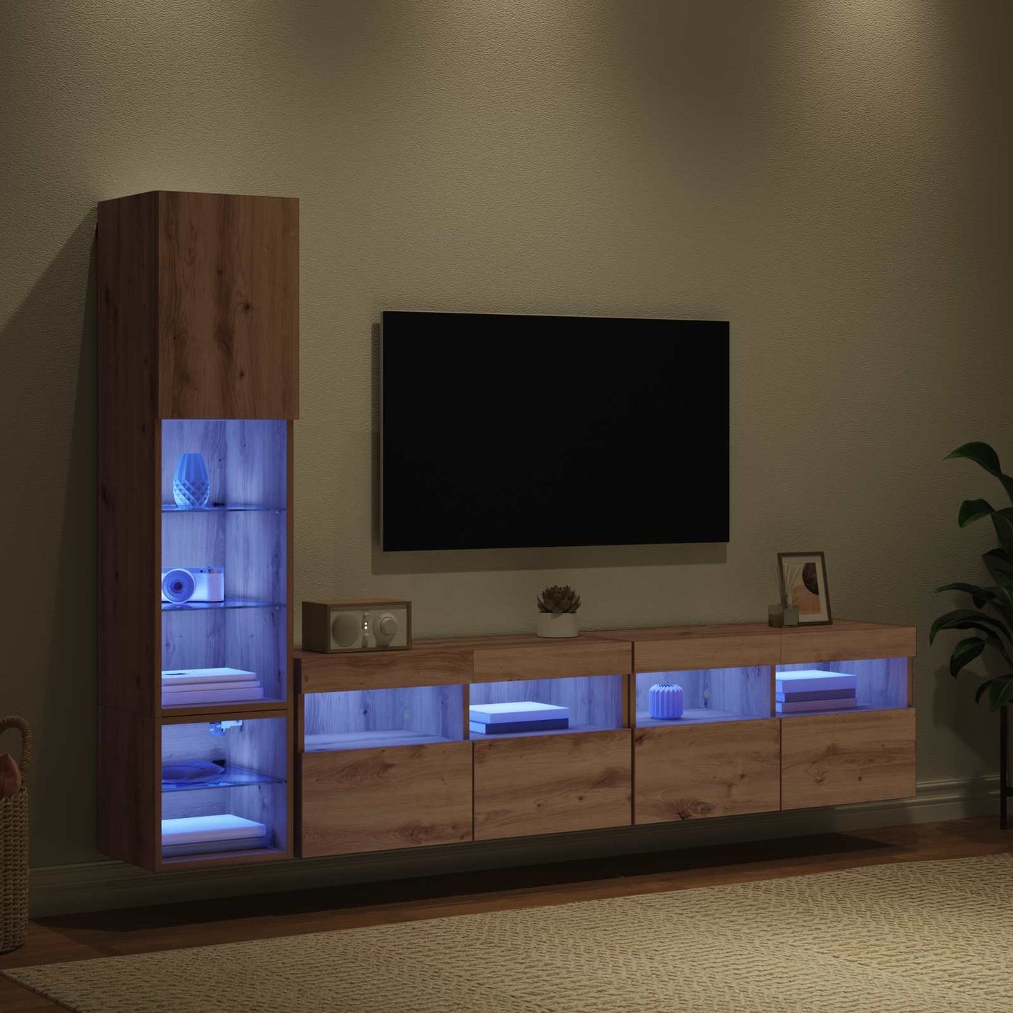 vidaXL Μονάδα Τοίχου Τηλεόρασης 4 τμχ. Artisan Oak Επεξεργασμένο Ξύλο
