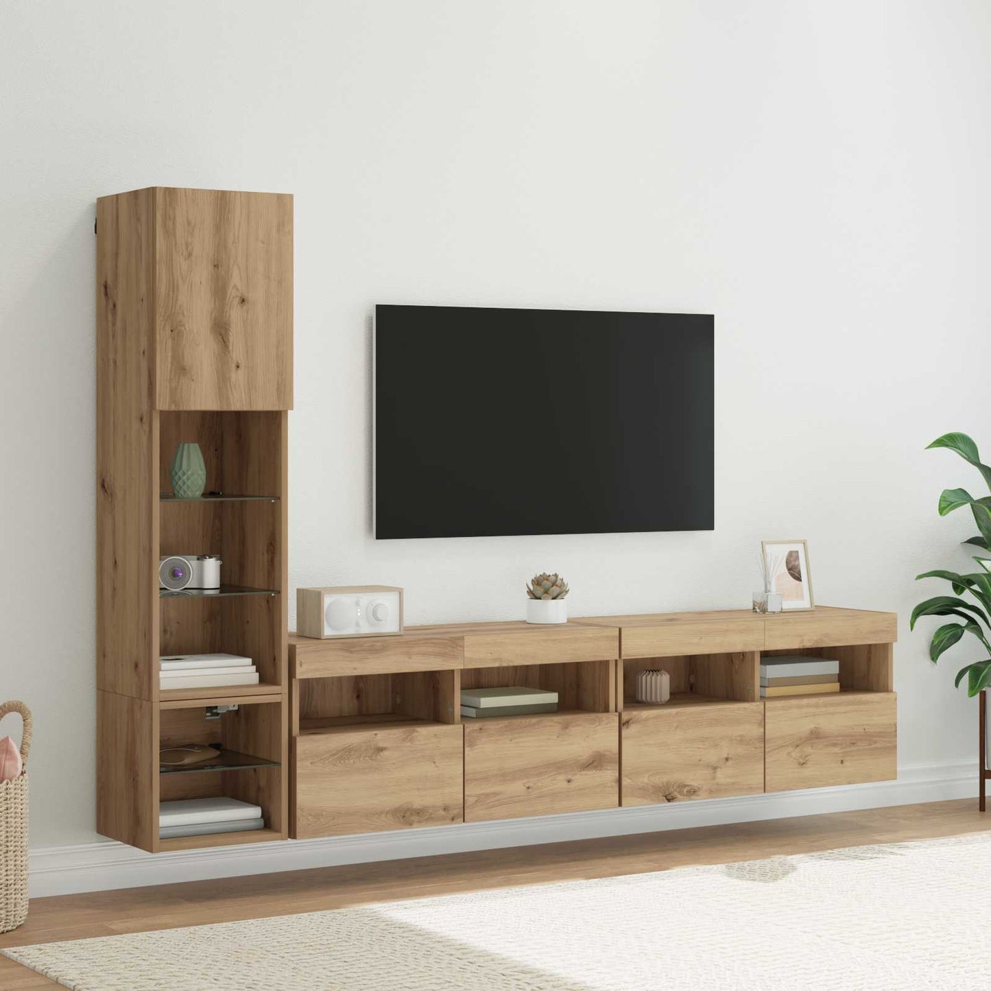 vidaXL Μονάδα Τοίχου Τηλεόρασης 4 τμχ. Artisan Oak Επεξεργασμένο Ξύλο