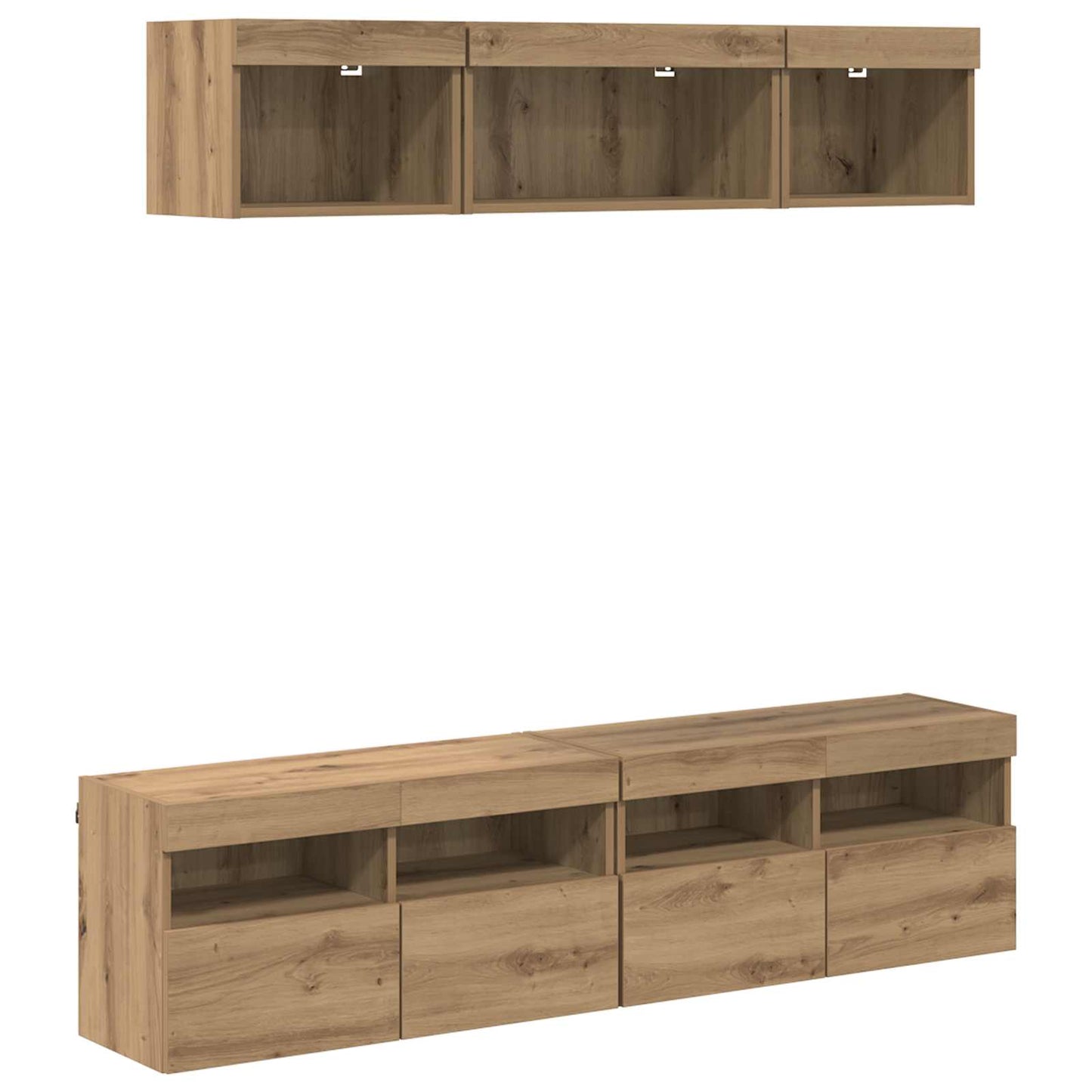 vidaXL Μονάδες Τοίχου ΤV με LED 5 τμχ. Artisan Oak Επεξεργασμένο Ξύλο