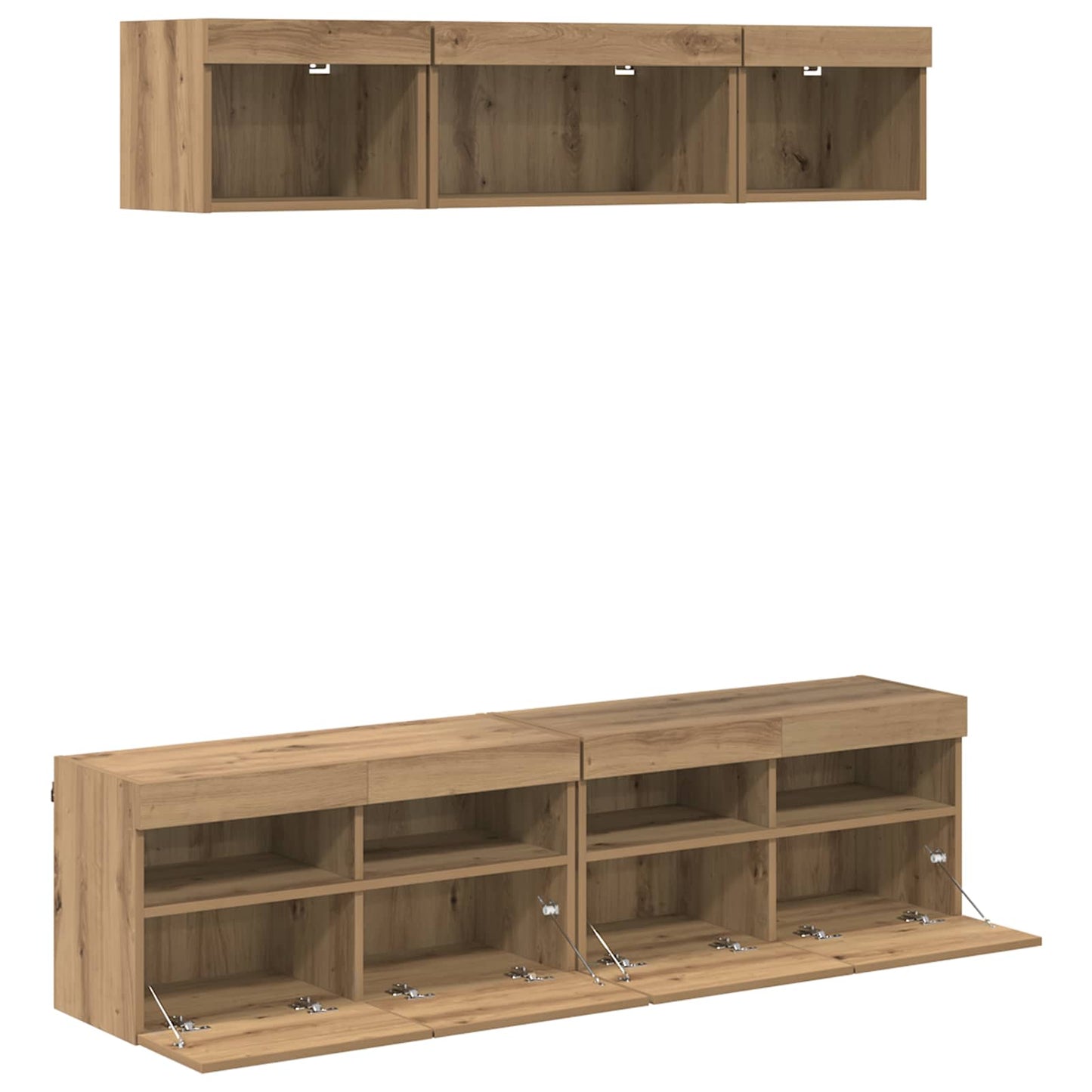 vidaXL Μονάδες Τοίχου ΤV με LED 5 τμχ. Artisan Oak Επεξεργασμένο Ξύλο