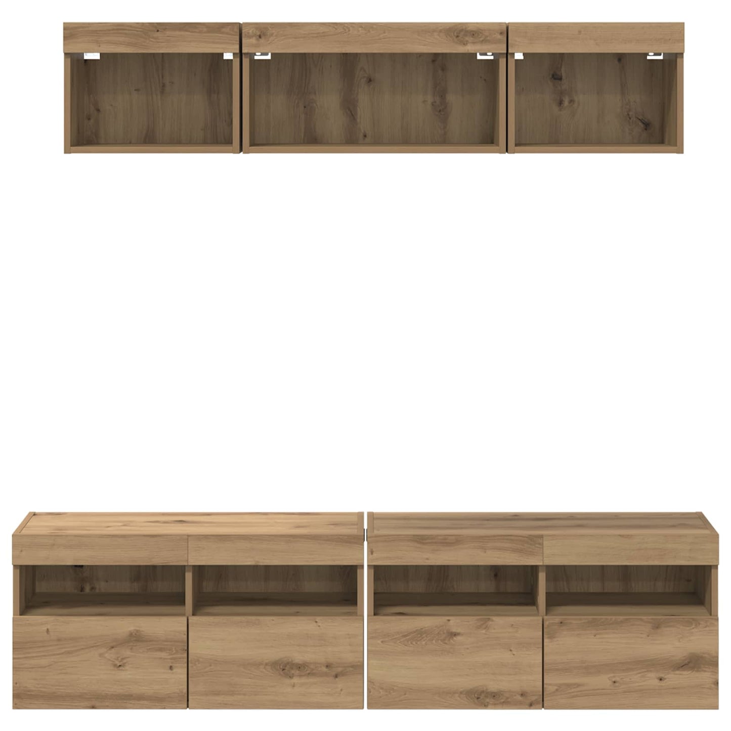 vidaXL Μονάδες Τοίχου ΤV με LED 5 τμχ. Artisan Oak Επεξεργασμένο Ξύλο