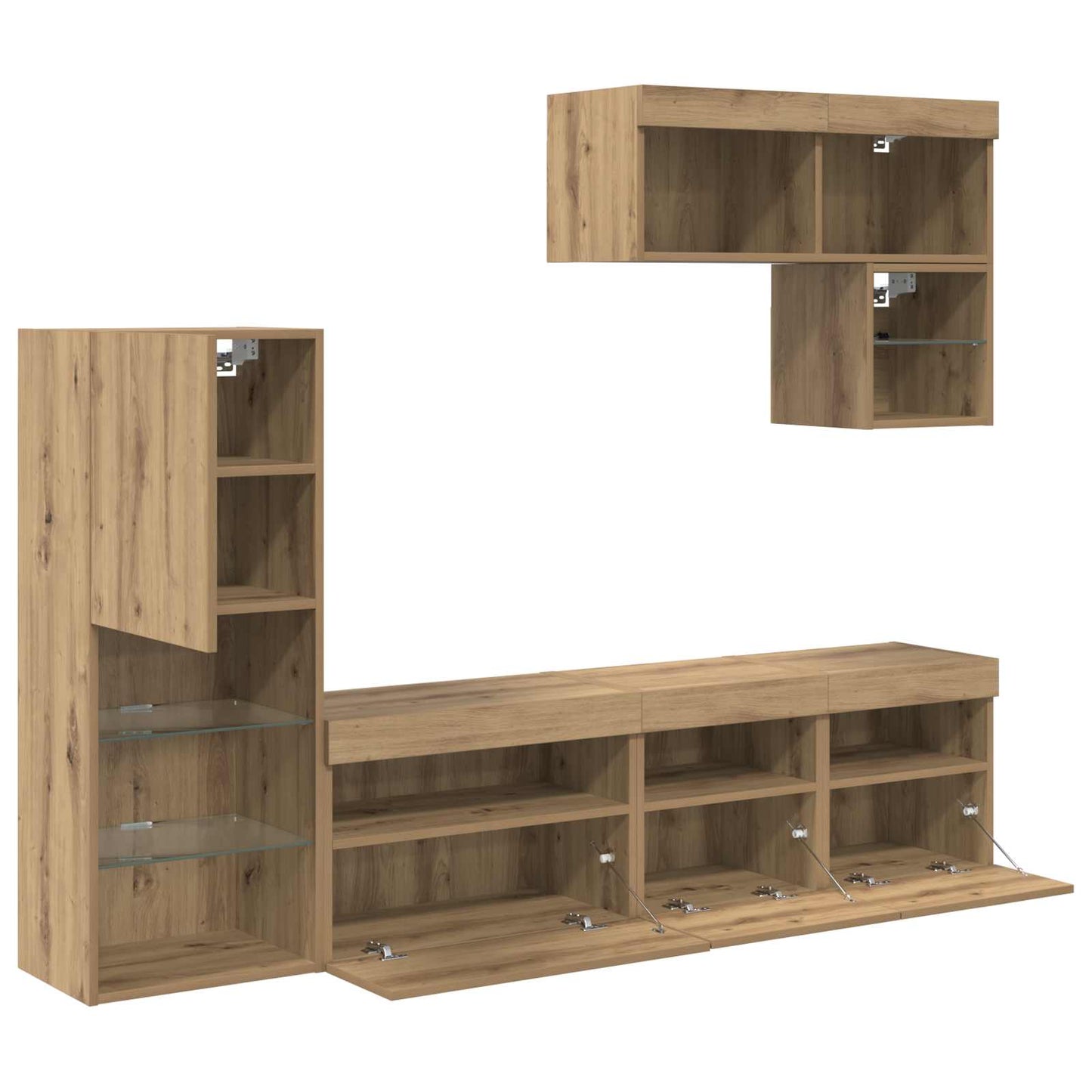 vidaXL Μονάδες Τοίχου Τηλεόρασης 6 pcs Artisan Oak Επεξεργασμένο ξύλο