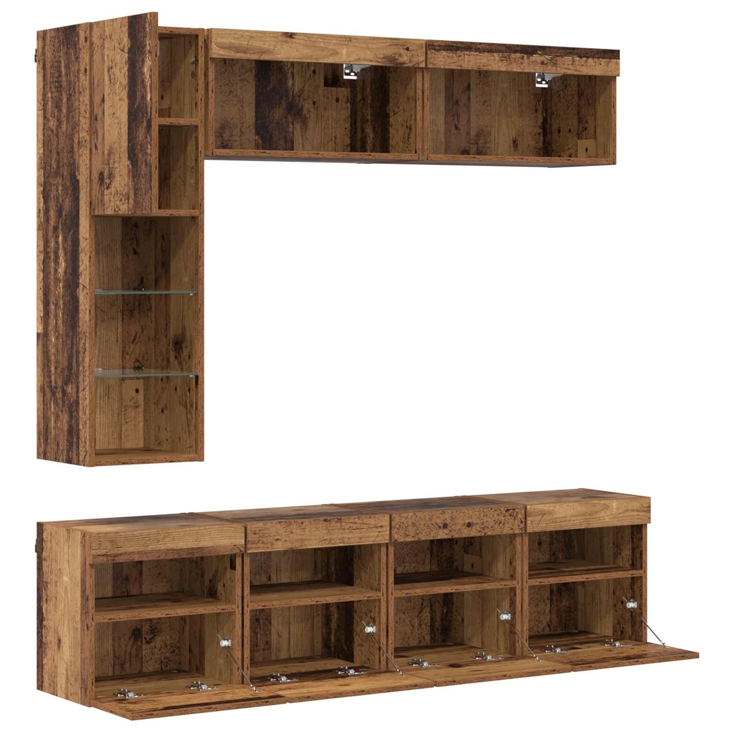 vidaXL Ντουλάπι TV Επιτοίχιο 7 pcs Παλιό Ξύλο Επεξεργασμένο ξύλο