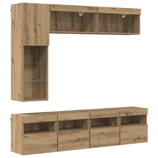 vidaXL Ντουλάπι TV Επιτοίχιο 7 pcs Artisan Oak Επεξεργασμένο ξύλο