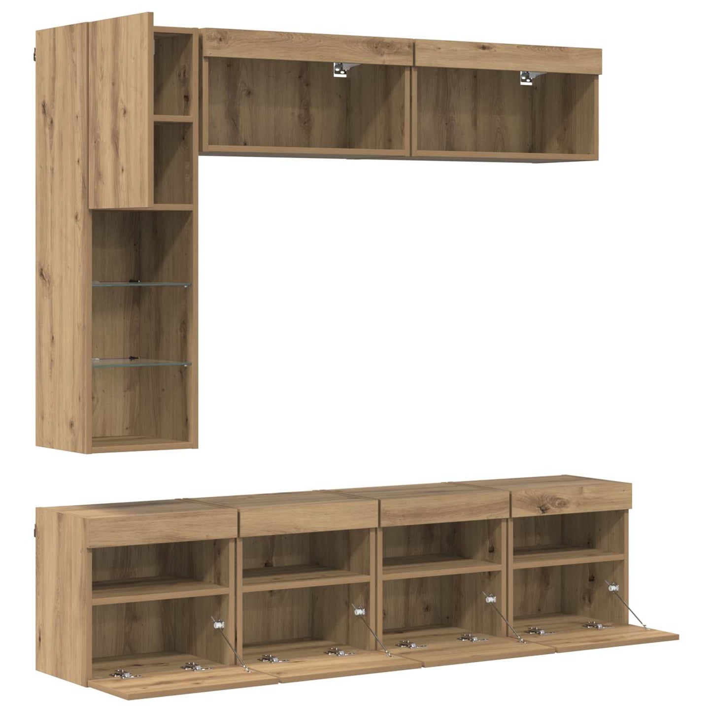 vidaXL Ντουλάπι TV Επιτοίχιο 7 pcs Artisan Oak Επεξεργασμένο ξύλο