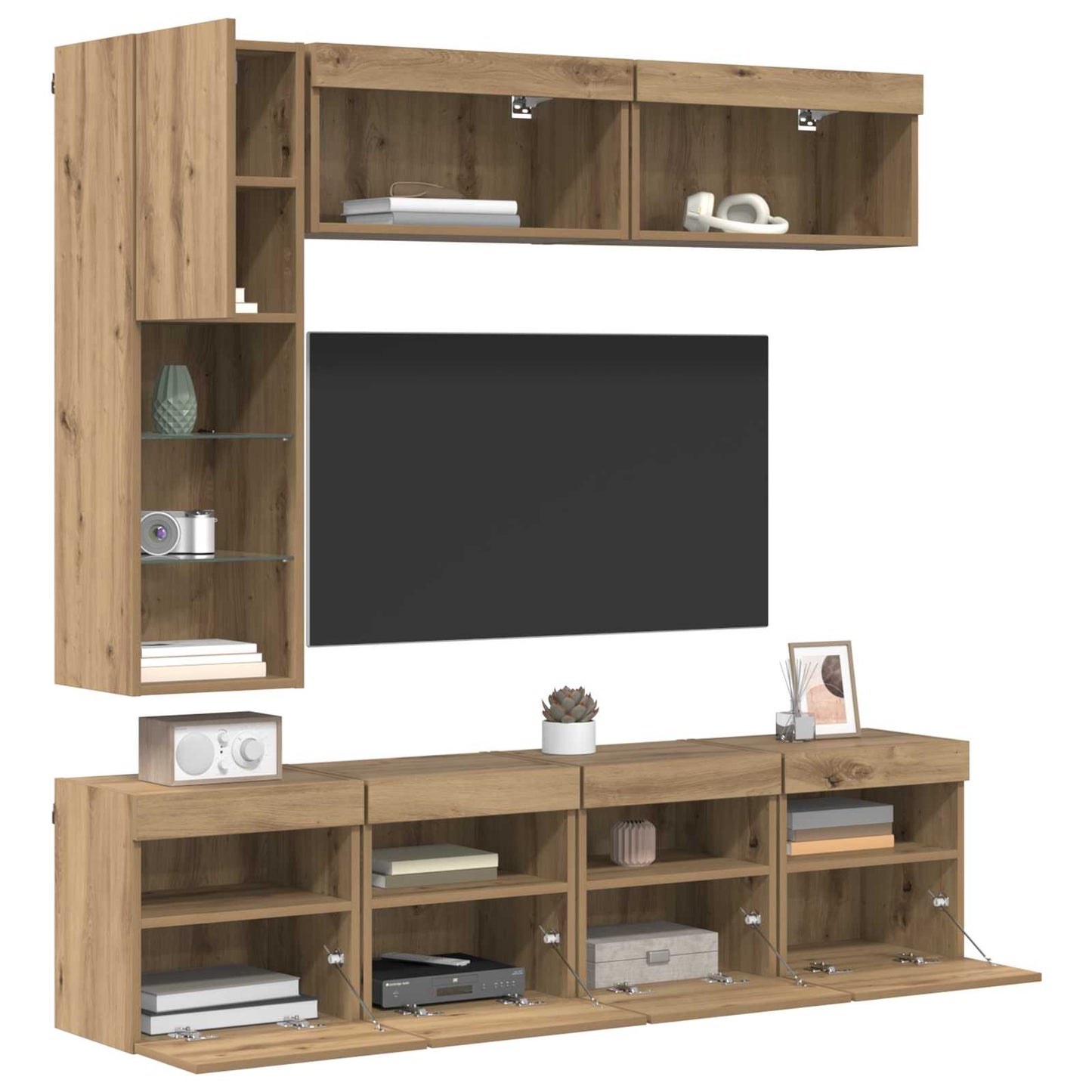 vidaXL Ντουλάπι TV Επιτοίχιο 7 pcs Artisan Oak Επεξεργασμένο ξύλο