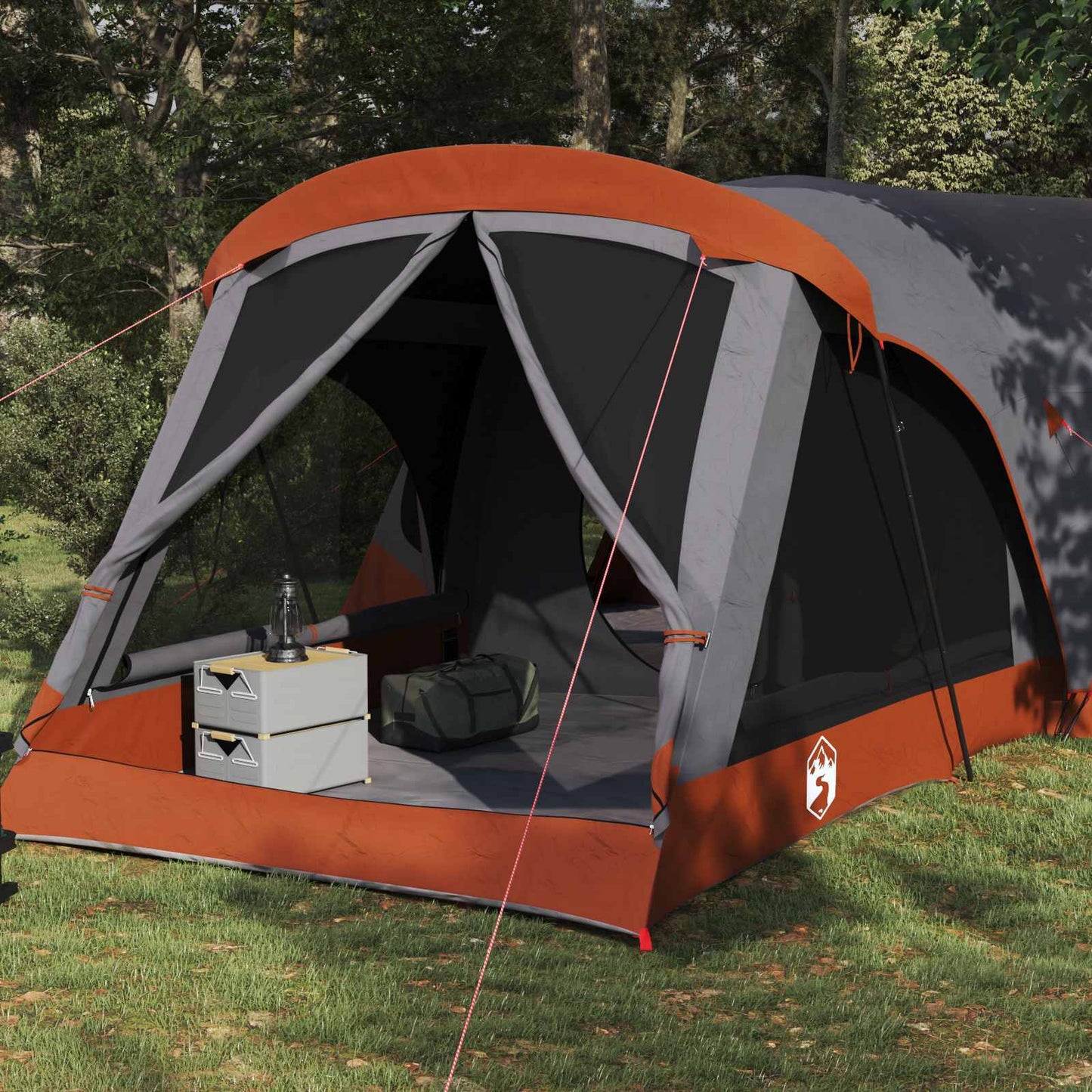 vidaXL Οικογενειακή Σκηνή Γκρι και Πορτοκαλί 550 x 555 x 208 εκ