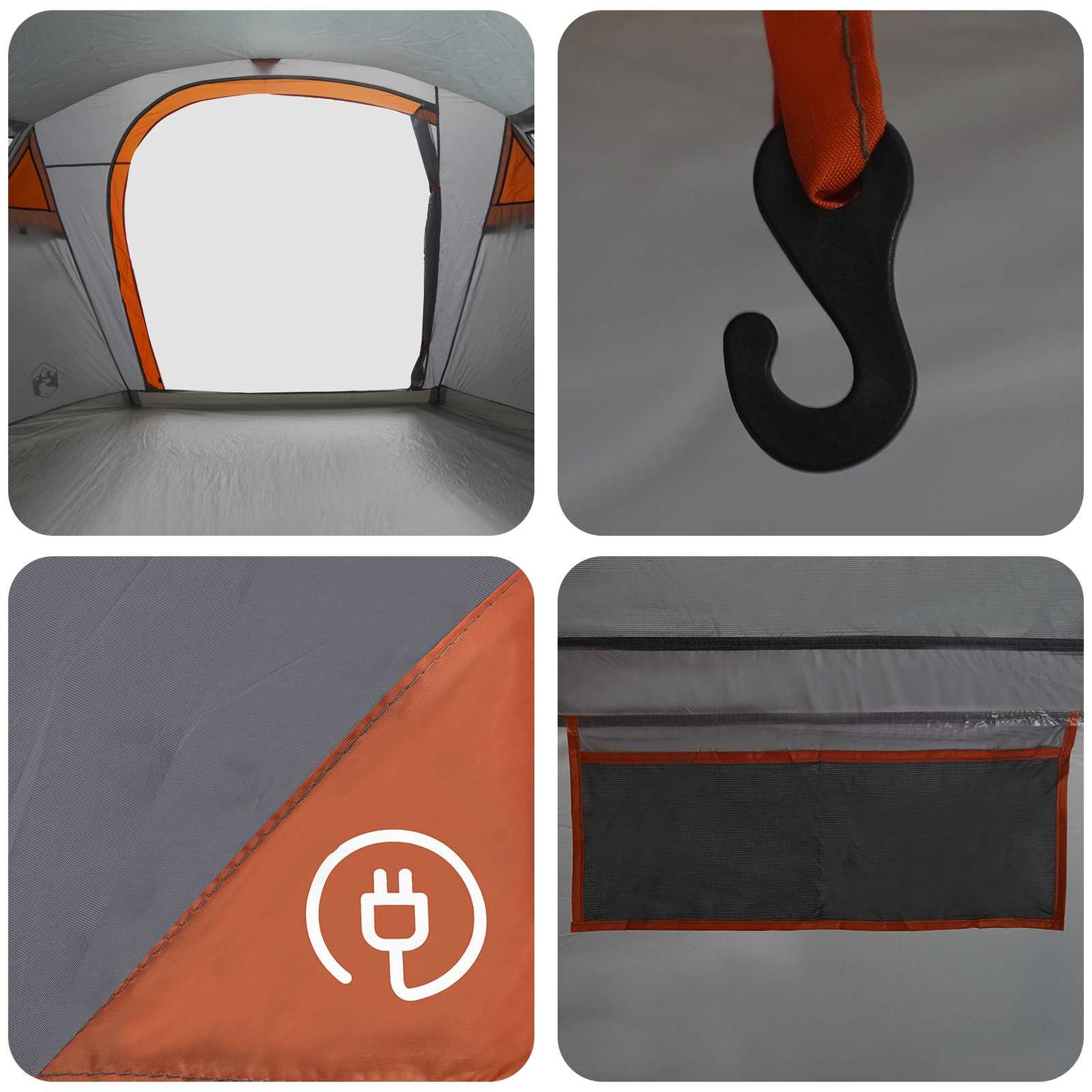 vidaXL Σκηνή τούνελ Γκρι και Πορτοκαλί 505 x 330 x 204 cm