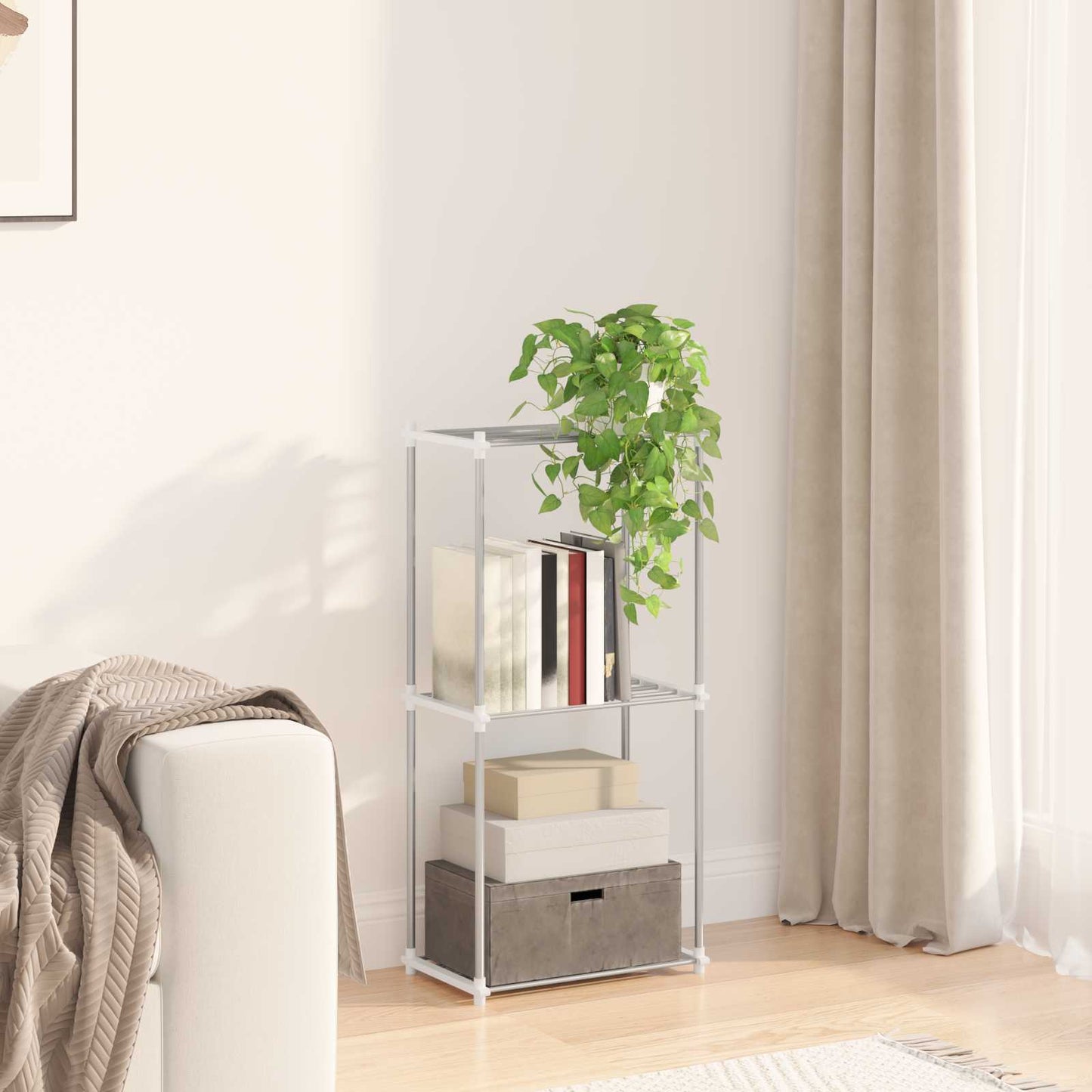 vidaXL Τούβλο Ράφι με αποθήκευση Λευκό 42,5 x 27 x 91,5 εκ. Αλουμίνιο
