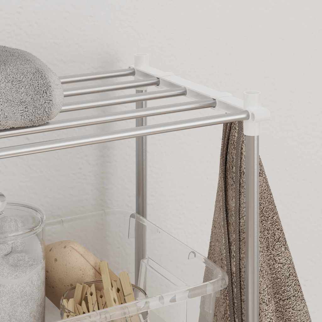vidaXL Ράφια πλυντηρίου ρούχων Λευκό 63 x 27 x 136 εκ. Αλουμίνιο