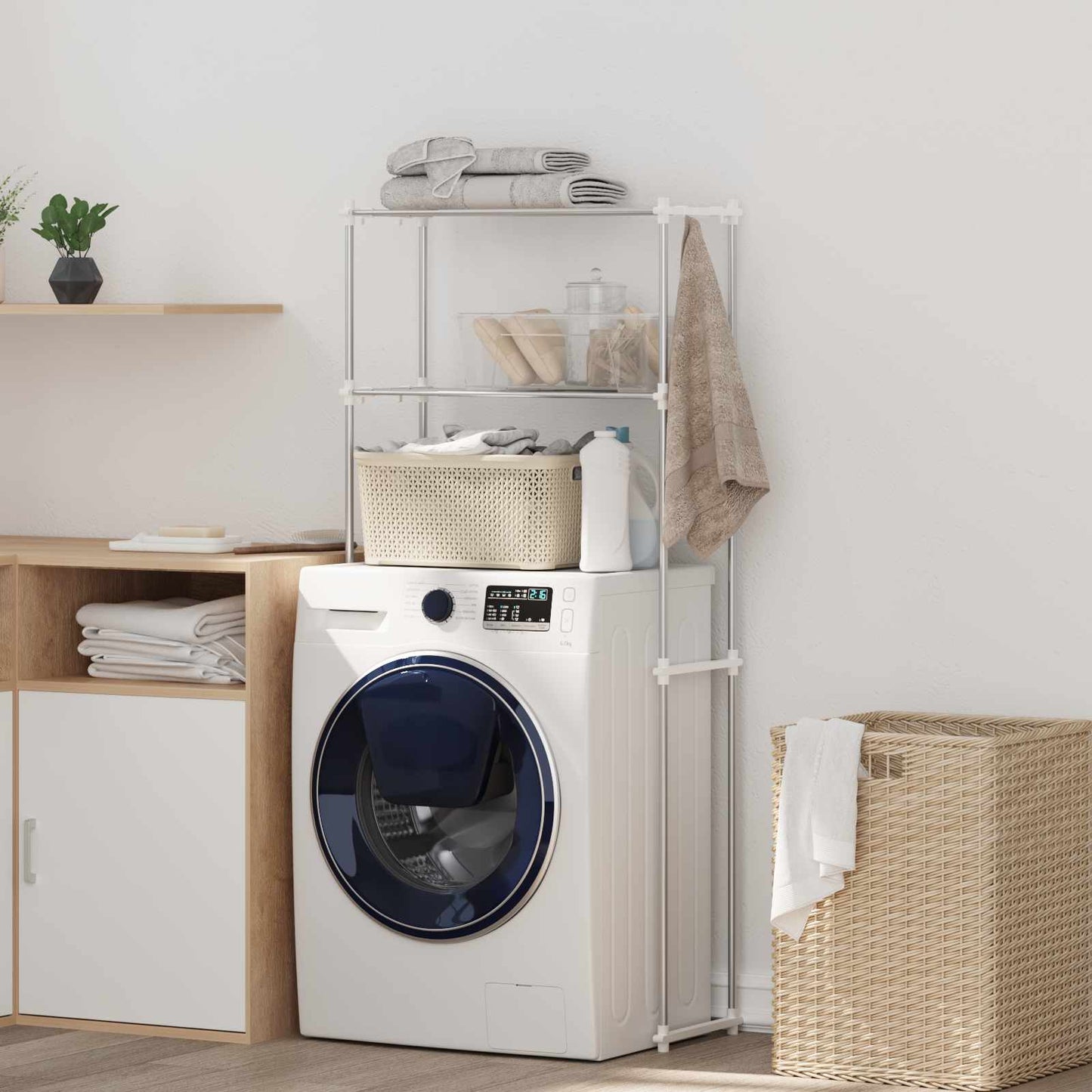 vidaXL Ράφια πλυντηρίου ρούχων Λευκό 70 x 27 x 136 εκ Αλουμίνιο