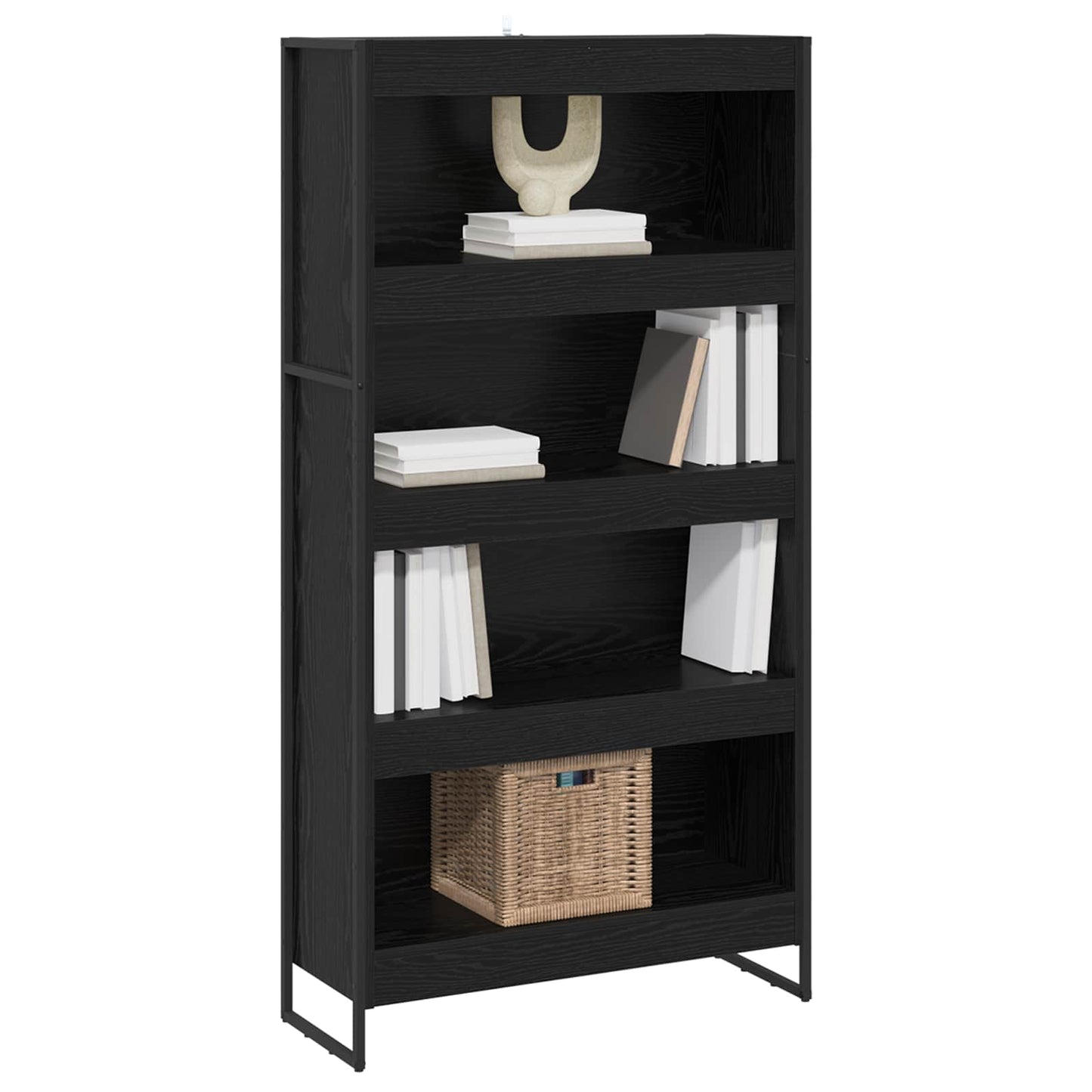 vidaXL Βιβλιοθήκη 2 pcs Μαύρη Οξυά 80 x 30 x 155 εκ Επεξεργασμένο ξύλο
