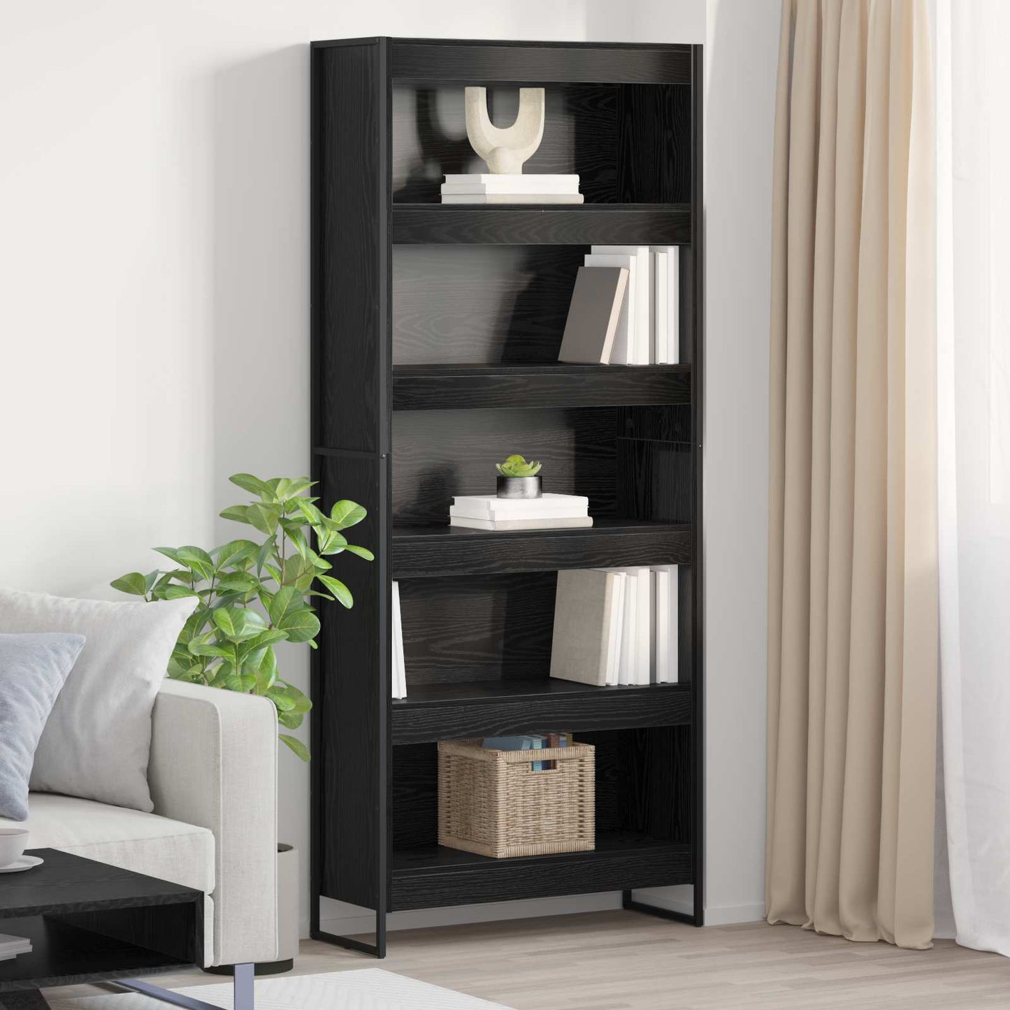 vidaXL Βιβλιοθήκη 2 pcs Μαύρη Οξυά 80 x 30 x 155 εκ Επεξεργασμένο ξύλο