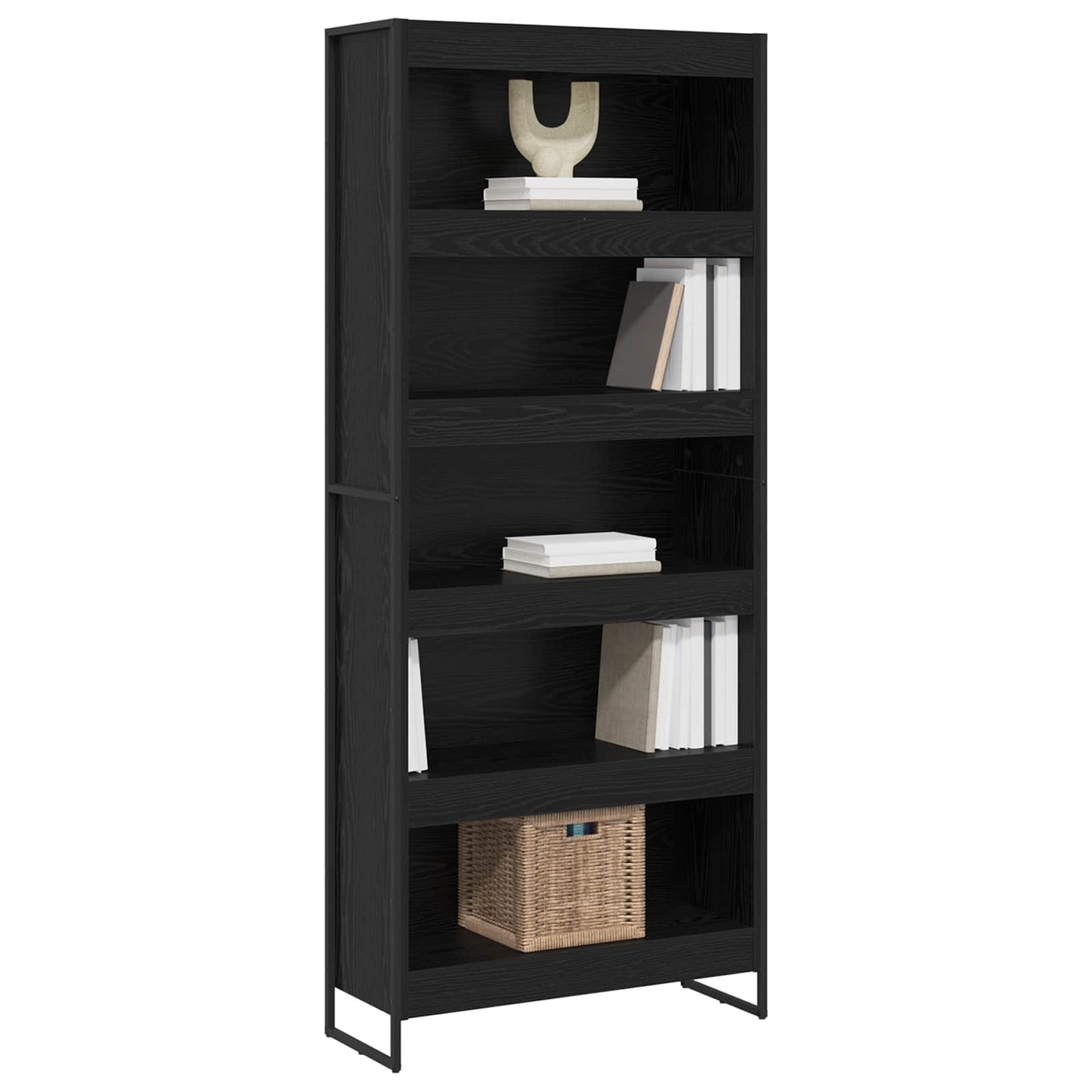 vidaXL Βιβλιοθήκη 2 pcs Μαύρη Οξυά 80 x 30 x 155 εκ Επεξεργασμένο ξύλο
