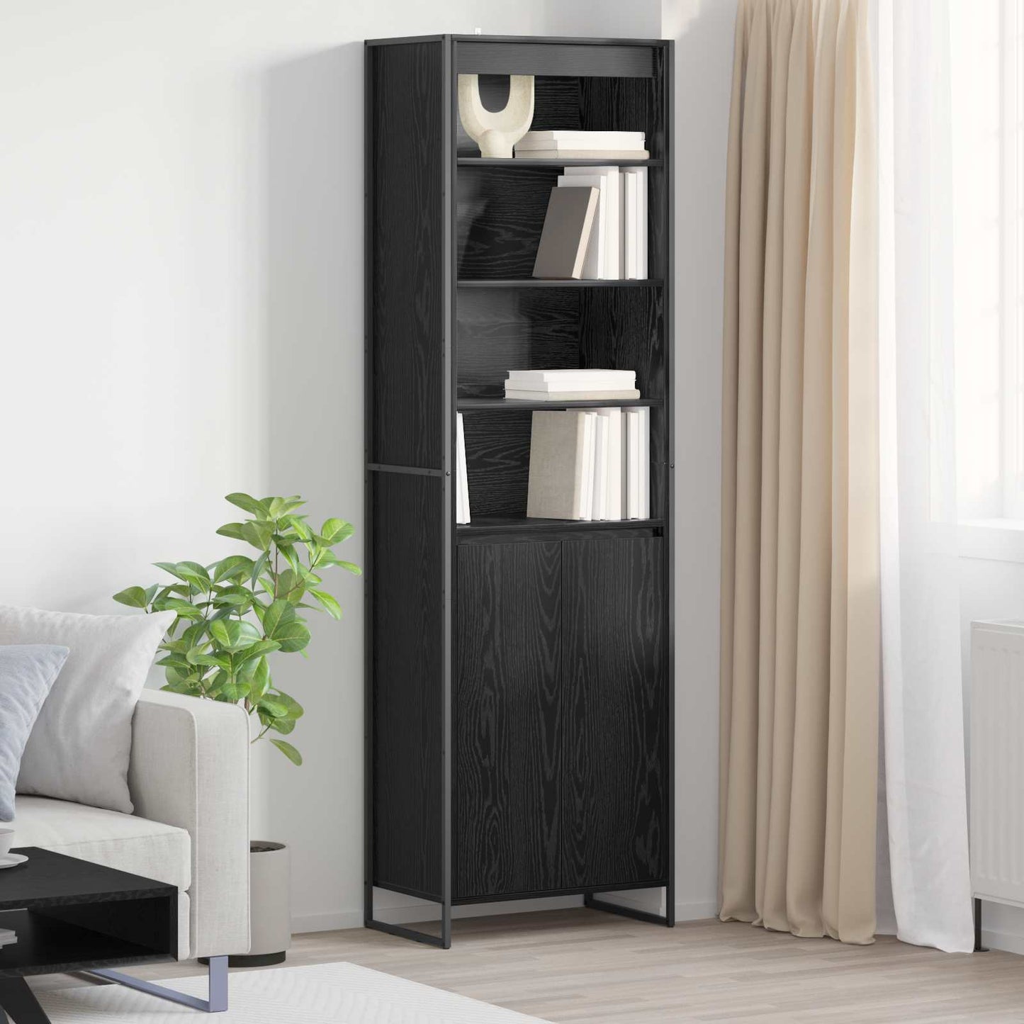 vidaXL Ψηλά Ντουλάπια 2 pcs Μαύρη Οξυά 60 x 36 x 300 εκ.