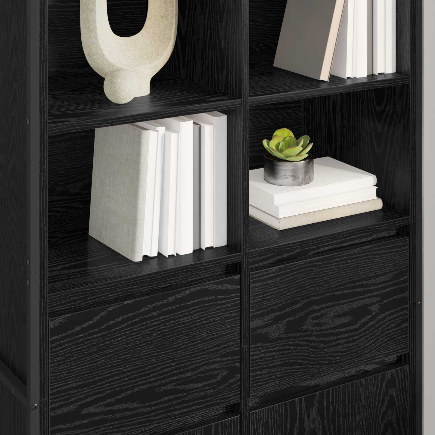 vidaXL Πλαϊνό γραφείο με συρτάρι 2 pcs Μαύρη Οξυά 81 x 36 x 150.5 εκ.