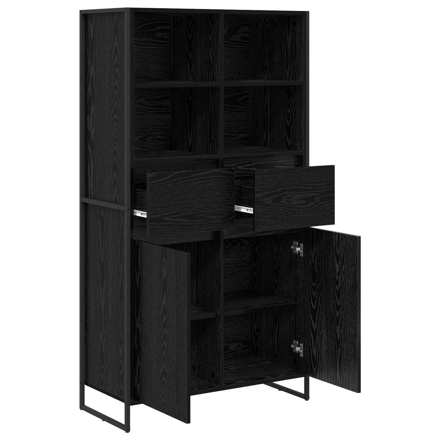 vidaXL Πλαϊνό γραφείο με συρτάρι 2 pcs Μαύρη Οξυά 81 x 36 x 150.5 εκ.