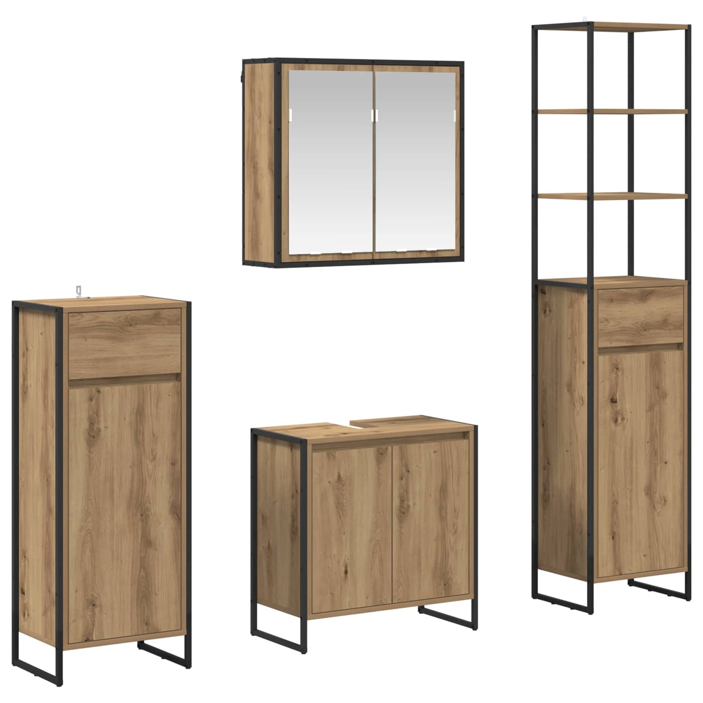 vidaXL Σετ Επίπλων Μπάνιου 4 τεμ. Artisan Oak Επεξεργασμένο Ξύλο