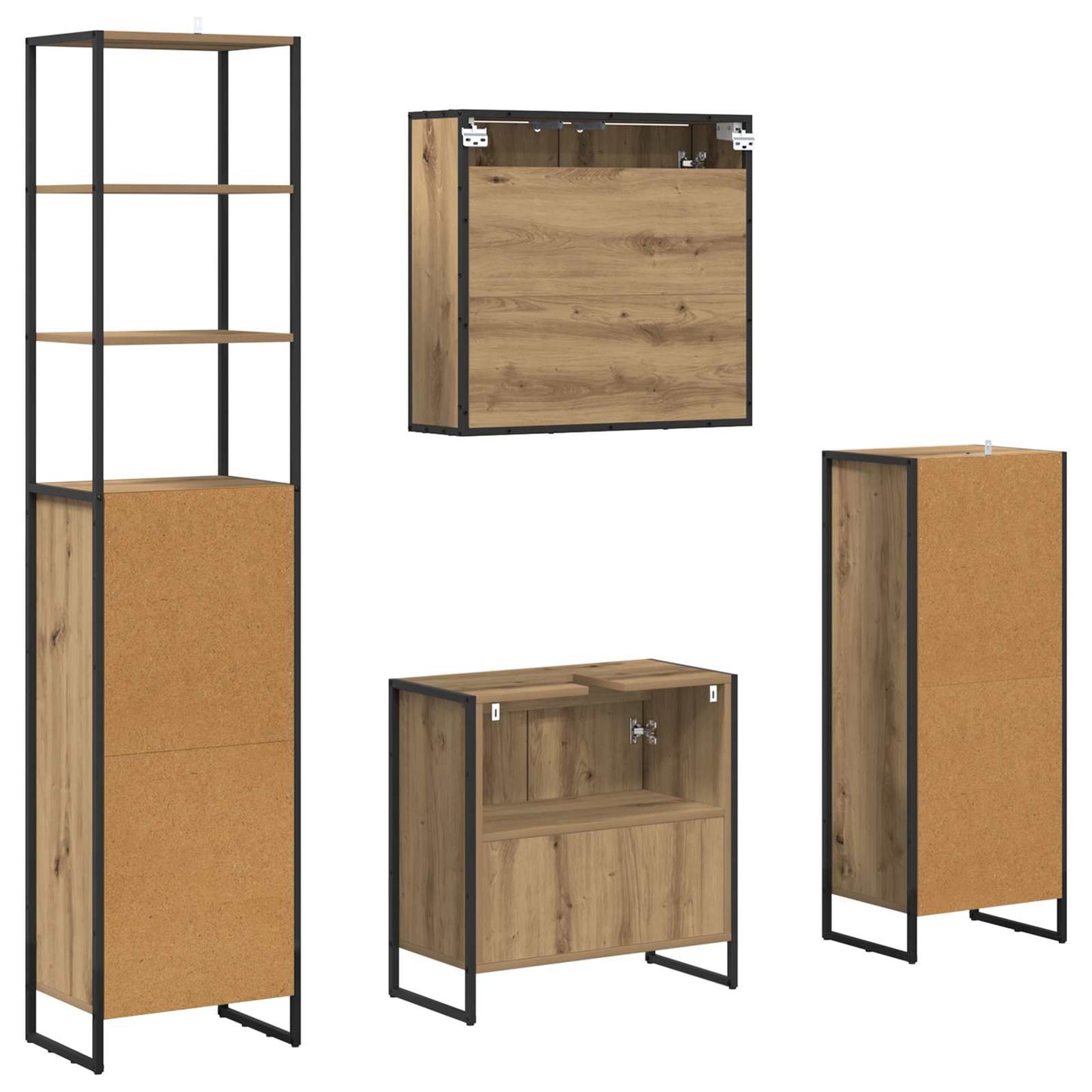 vidaXL Σετ Επίπλων Μπάνιου 4 τεμ. Artisan Oak Επεξεργασμένο Ξύλο