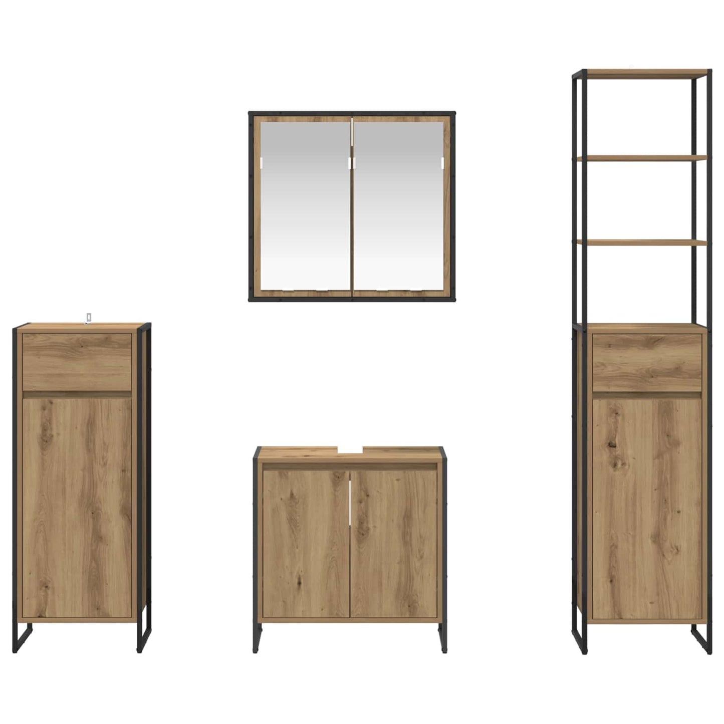 vidaXL Σετ Επίπλων Μπάνιου 4 τεμ. Artisan Oak Επεξεργασμένο Ξύλο