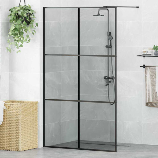 vidaXL Τοίχος Ντους Walk-in Μαύρο 115 x 195 cm σκληρυμένο γυαλί