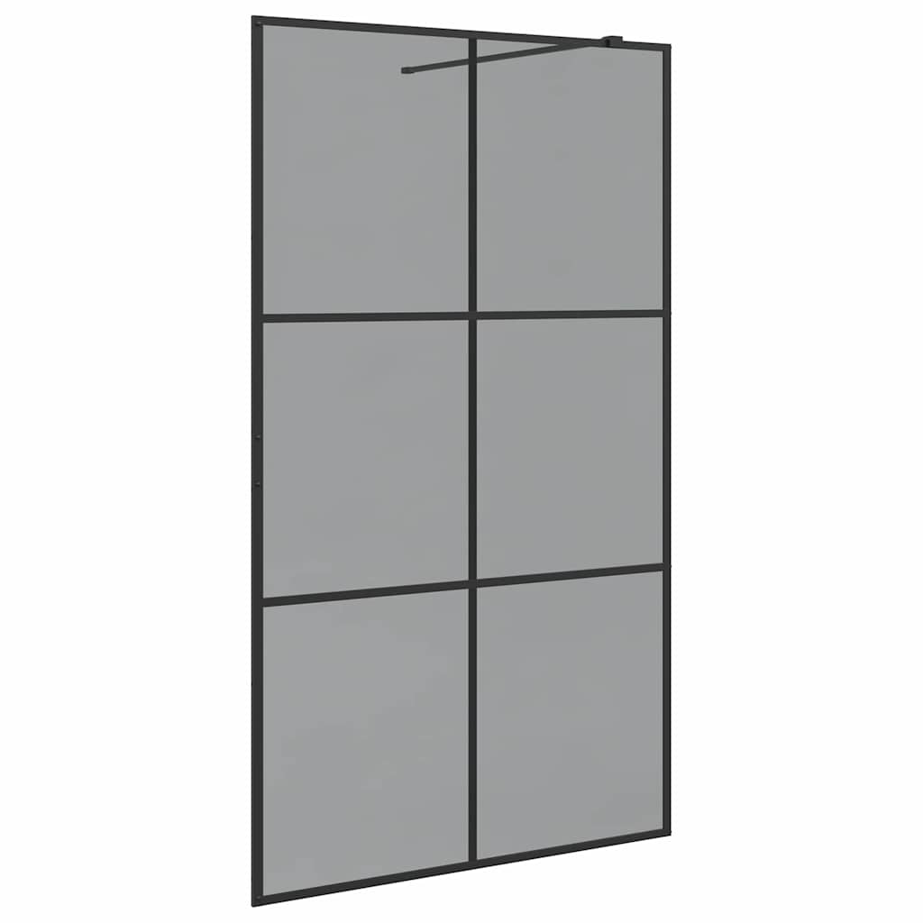 vidaXL Τοίχος Ντους Walk-in Μαύρο 115 x 195 cm σκληρυμένο γυαλί