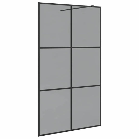 vidaXL Τοίχος Ντους Walk-in Μαύρο 115 x 195 cm σκληρυμένο γυαλί