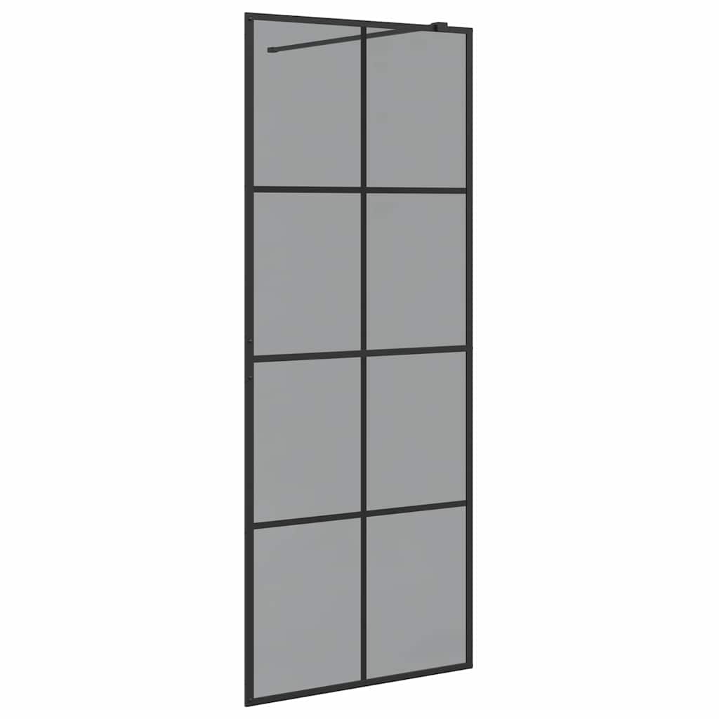 vidaXL Τοίχος Ντους Walk-in Μαύρο 80 x 195 cm σκληρυμένο γυαλί