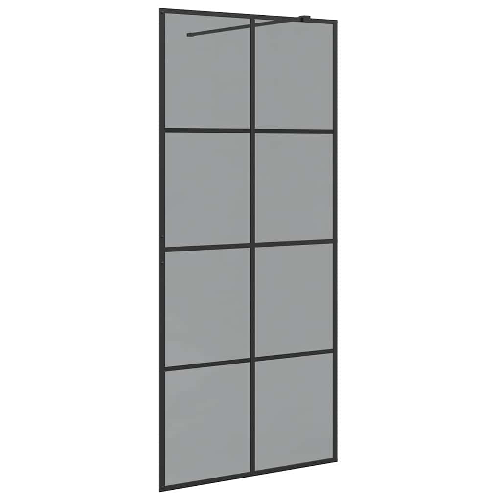 vidaXL Τοίχος Ντους Walk-in Μαύρο 90 x 195 cm σκληρυμένο γυαλί