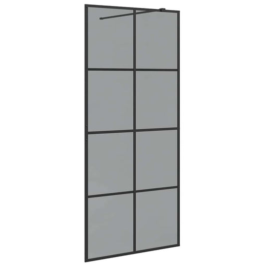 vidaXL Τοίχος Ντους Walk-in Μαύρο 90 x 195 cm σκληρυμένο γυαλί
