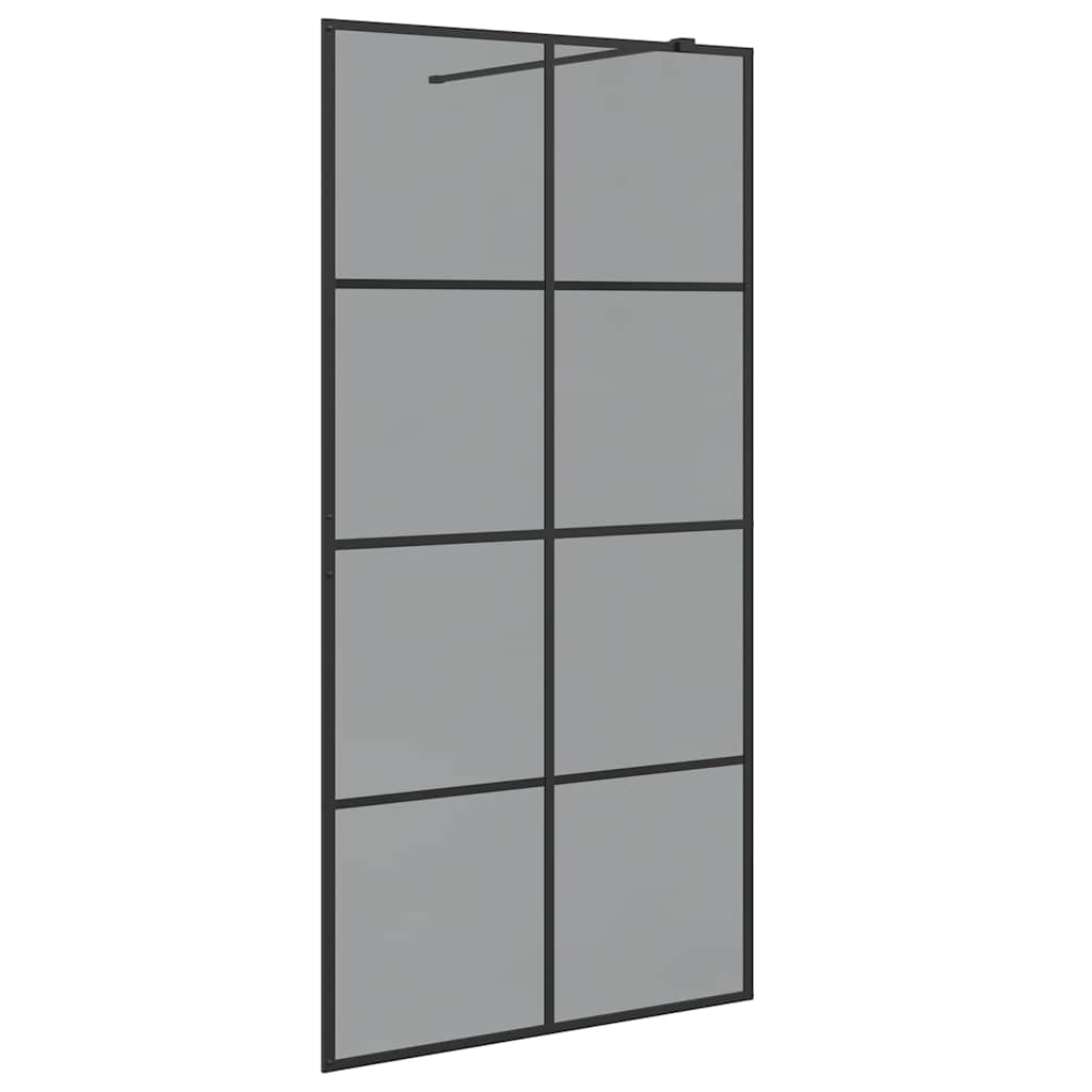 vidaXL Τοίχος Ντους Walk-in Μαύρο 100 x 195 cm σκληρυμένο γυαλί