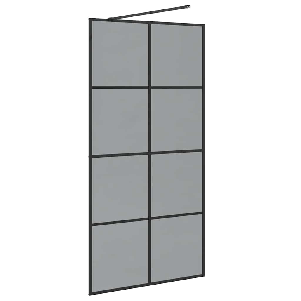vidaXL Τοίχος Ντους Walk-in Μαύρο 100 x 195 cm σκληρυμένο γυαλί