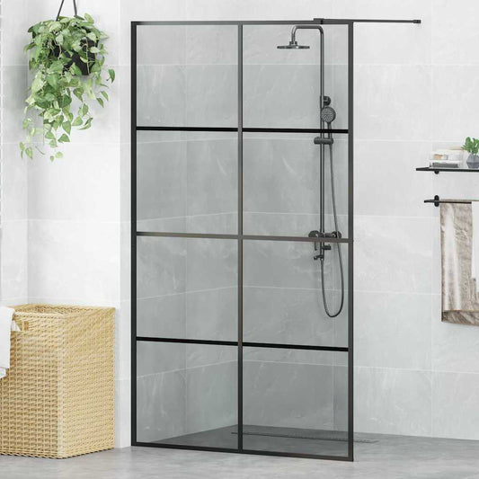 vidaXL Τοίχος Ντους Walk-in Μαύρο 115 x 195 cm σκληρυμένο γυαλί