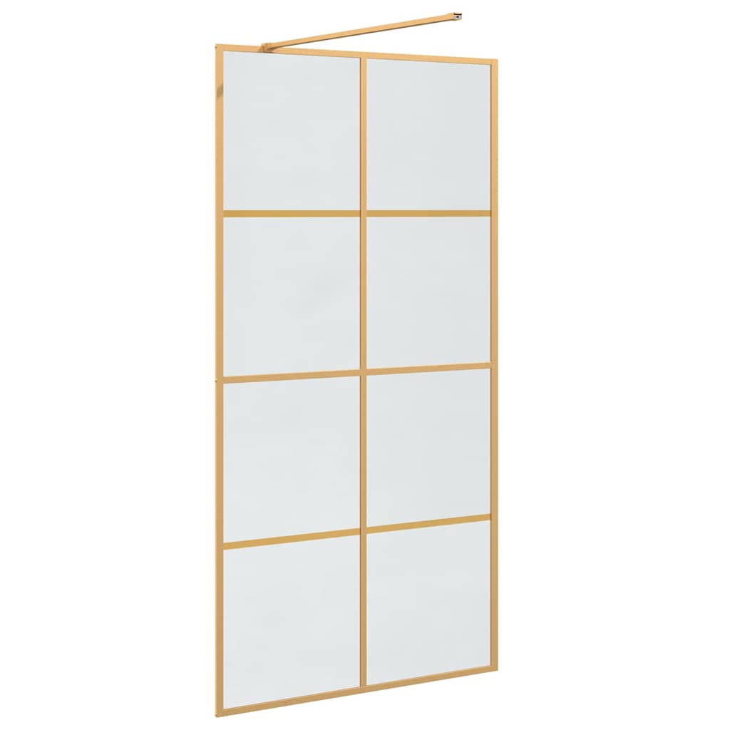 vidaXL Τοίχος Ντους Walk-in Χρυσό 100 x 195 cm σκληρυμένο γυαλί