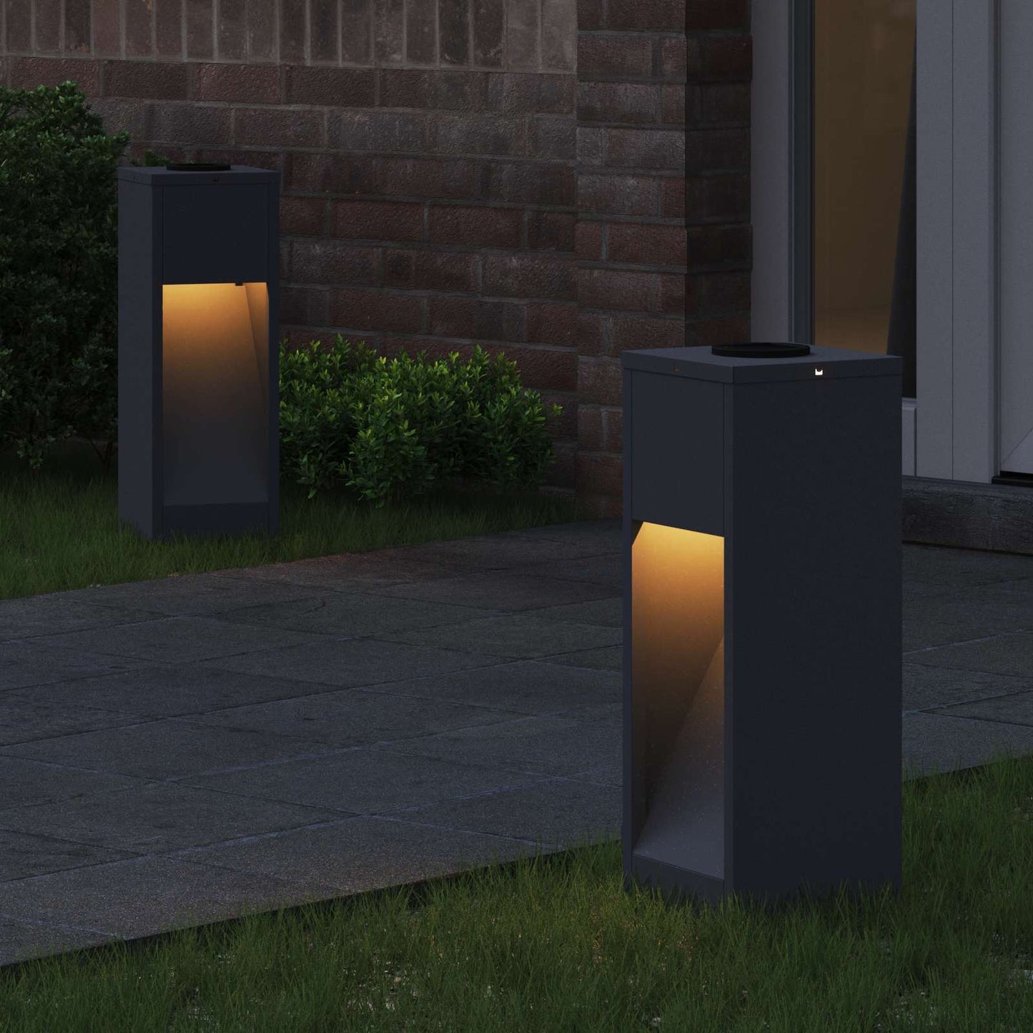 vidaXL Φωτιστικό Ηλιακής Ενέργειας LED Διαδρομής 2 pcs Ανθρακί
