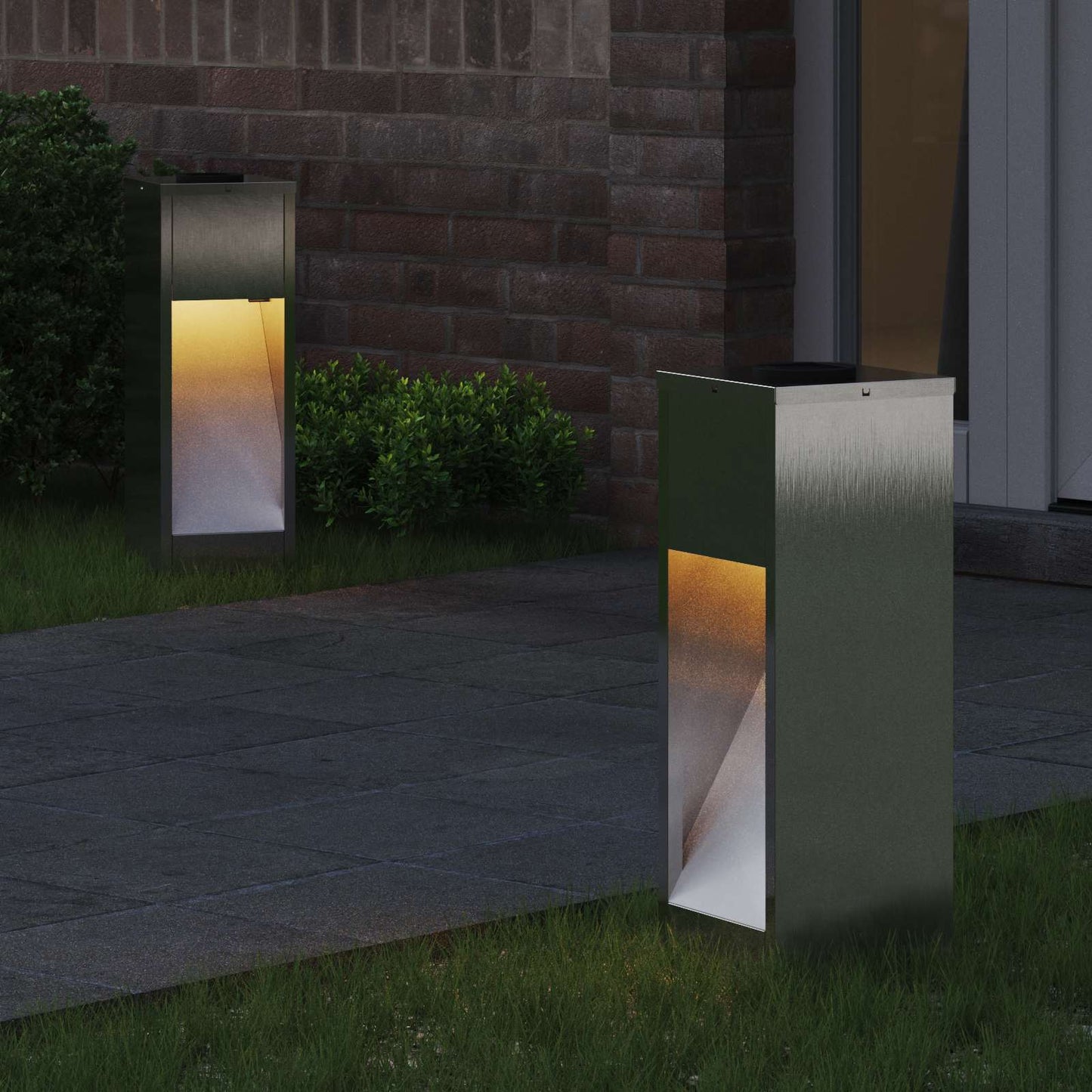 vidaXL Φωτιστικό Ηλιακής Ενέργειας LED Διαδρομής 2 pcs Ασημί