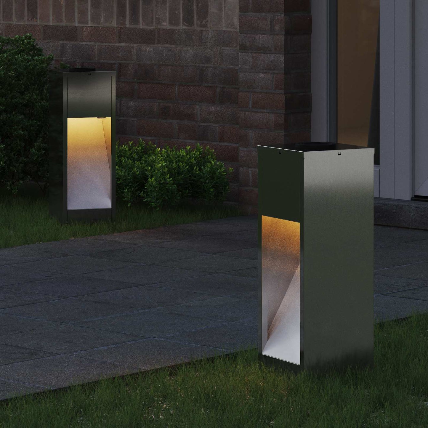 vidaXL Φωτιστικό Ηλιακής Ενέργειας LED Διαδρομής 2 pcs Ασημί