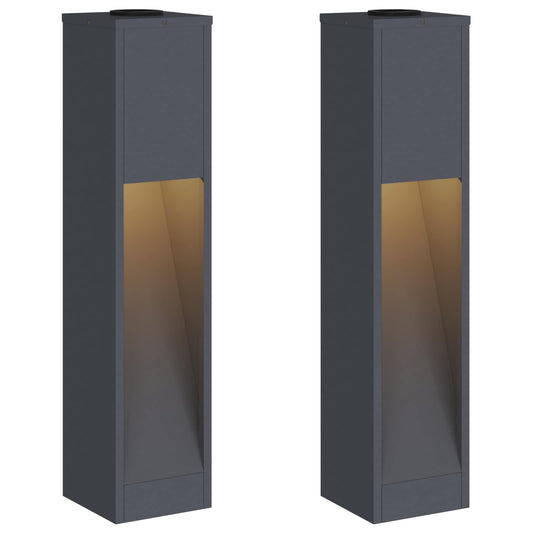 vidaXL Φωτιστικό Ηλιακής Ενέργειας LED Διαδρομής 2 pcs Ανθρακί